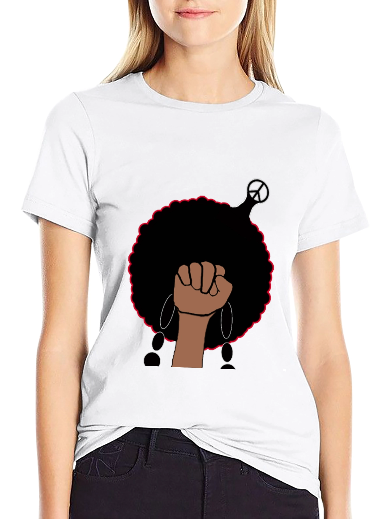 Afro Power Fist Graphic Tee - Black