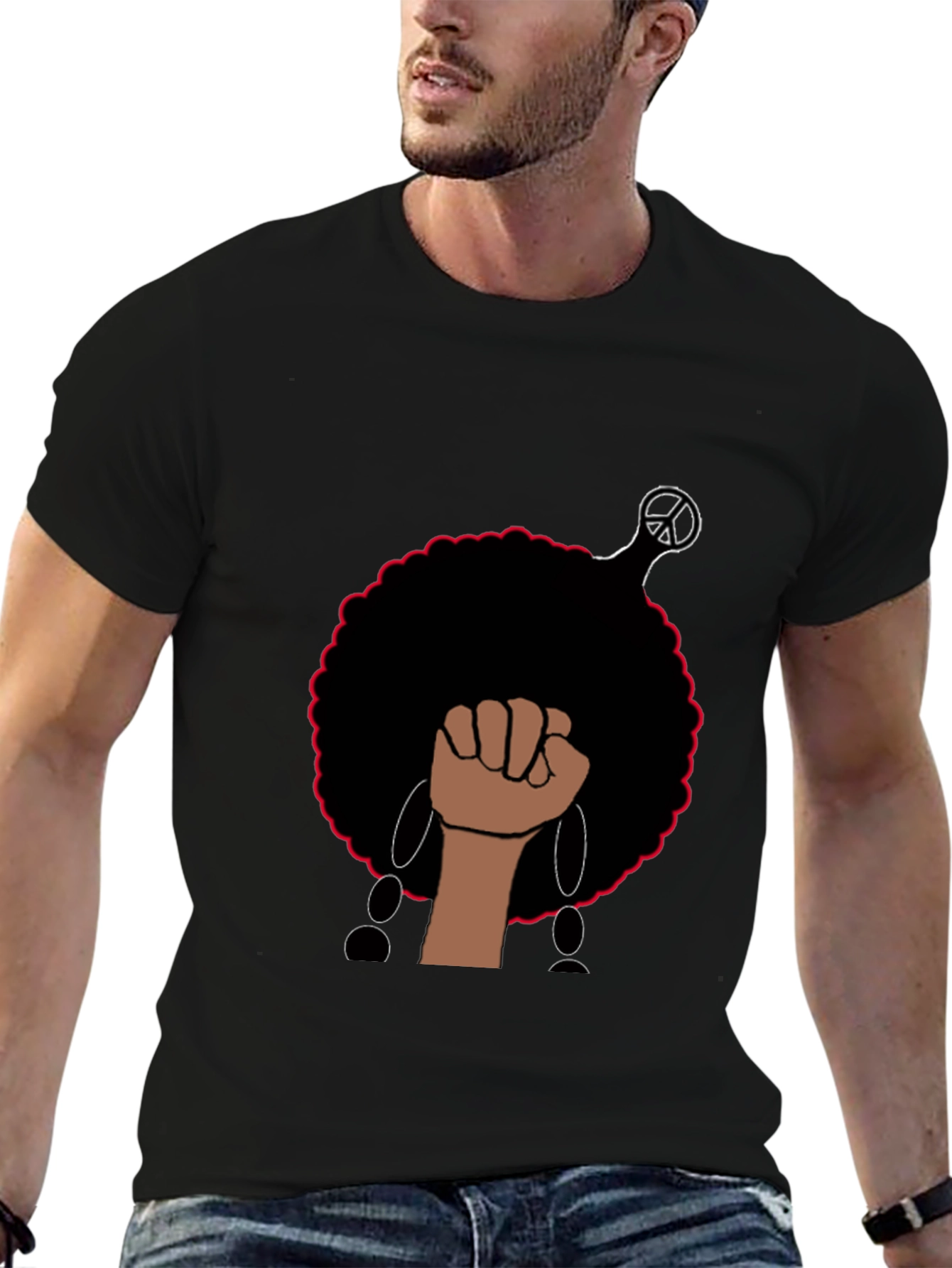 Afro Power Fist Graphic Tee - Black