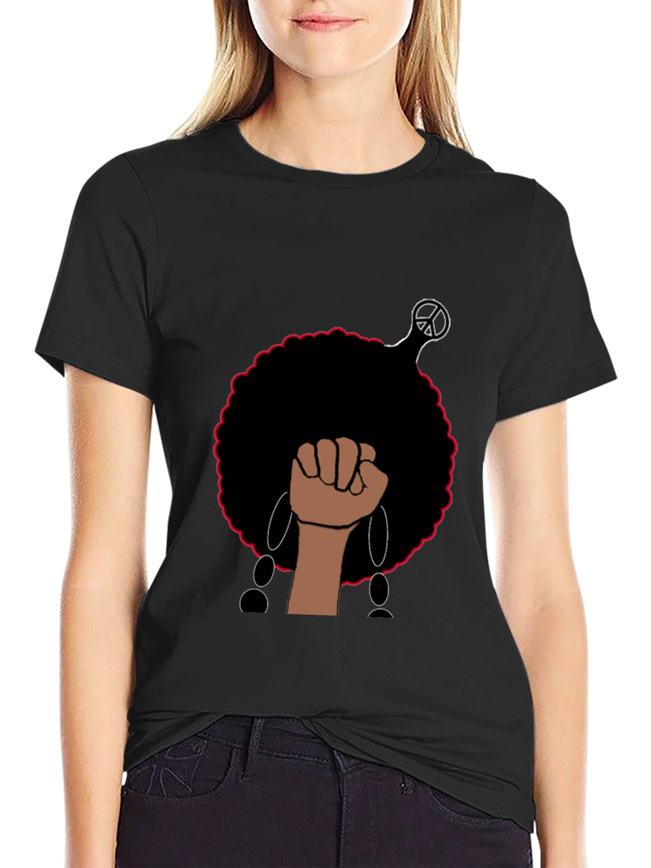 Afro Power Fist Graphic Tee - Black