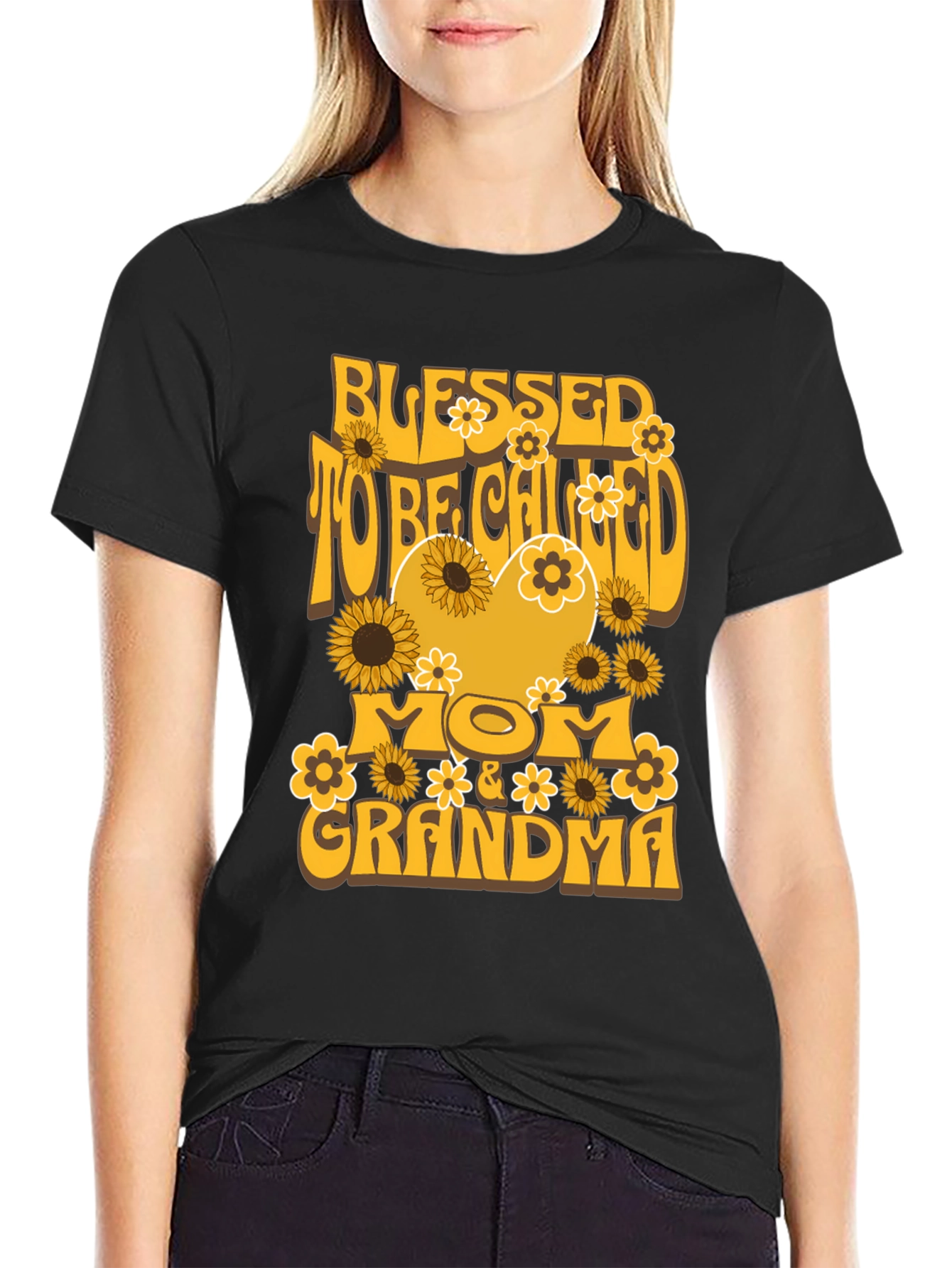 Blessed Mom & Grandma T-Shirt Sunflower Design