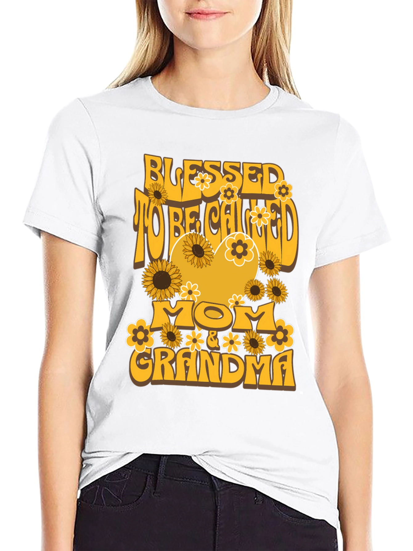 Blessed Mom & Grandma T-Shirt Sunflower Design