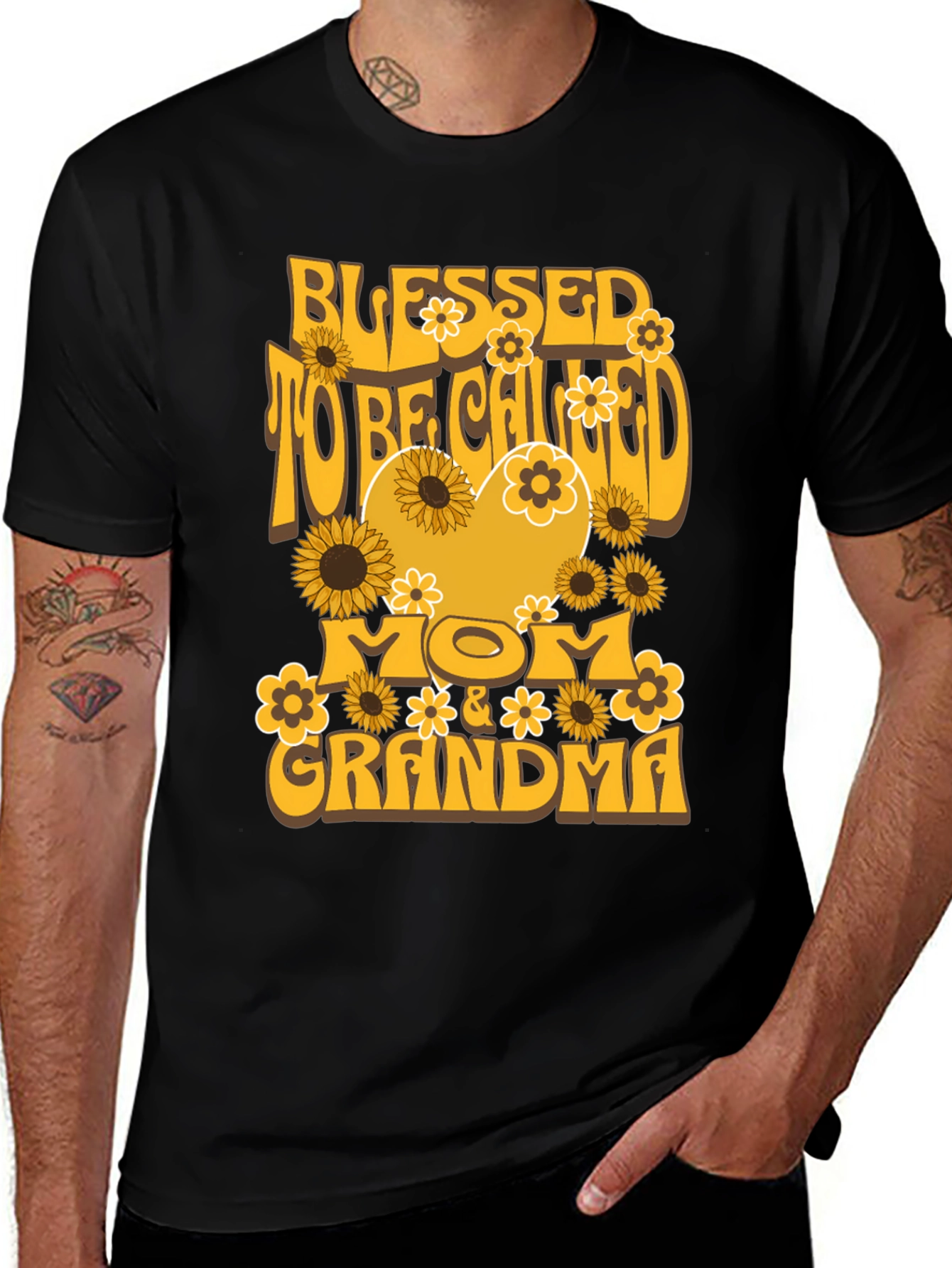 Blessed Mom & Grandma T-Shirt Sunflower Design