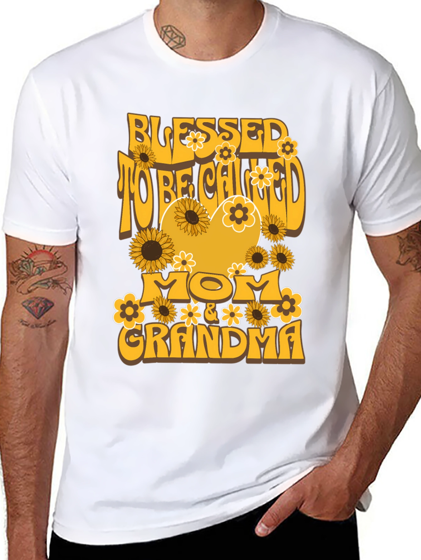 Blessed Mom & Grandma T-Shirt Sunflower Design