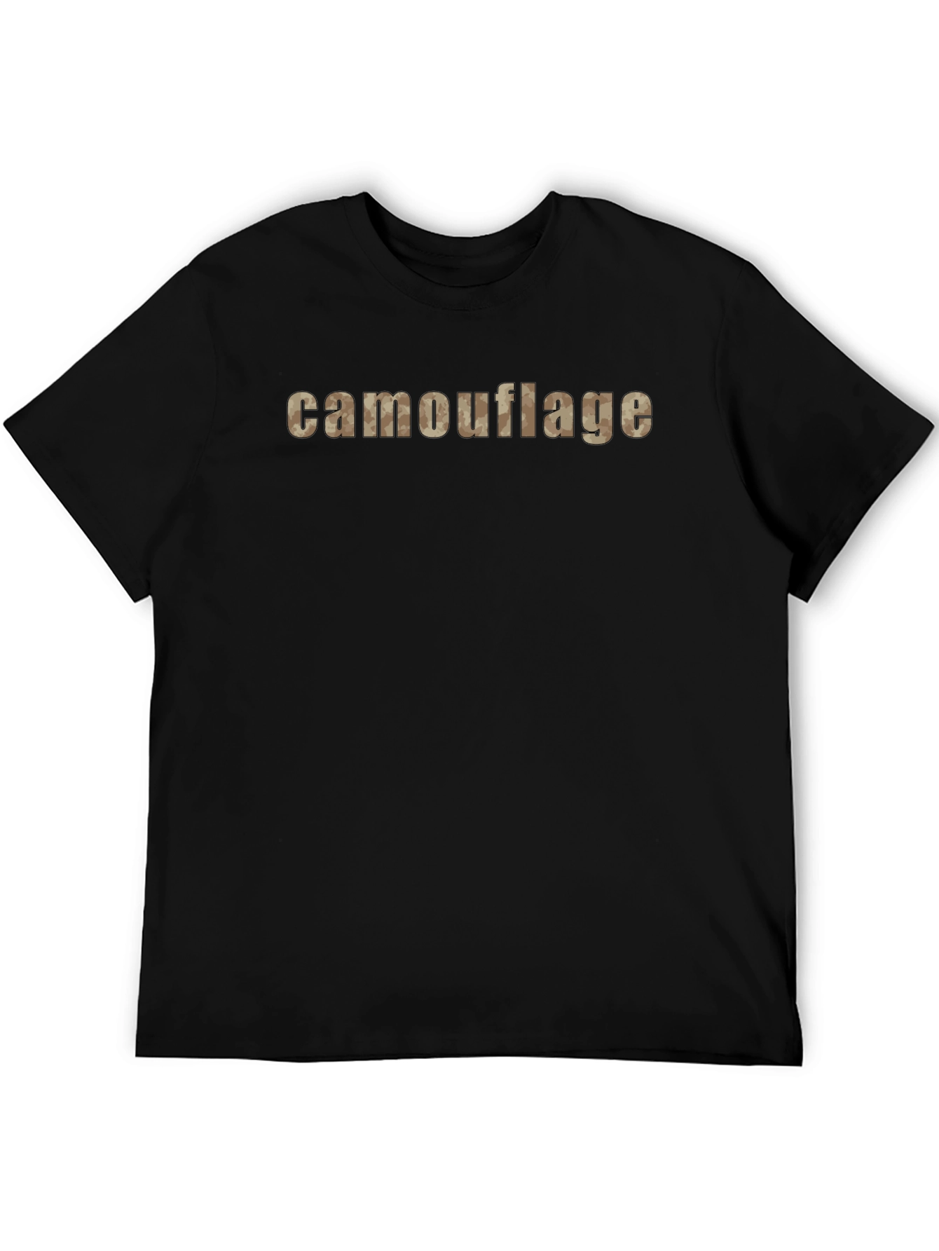 Camouflage Print Mens Black T-Shirt