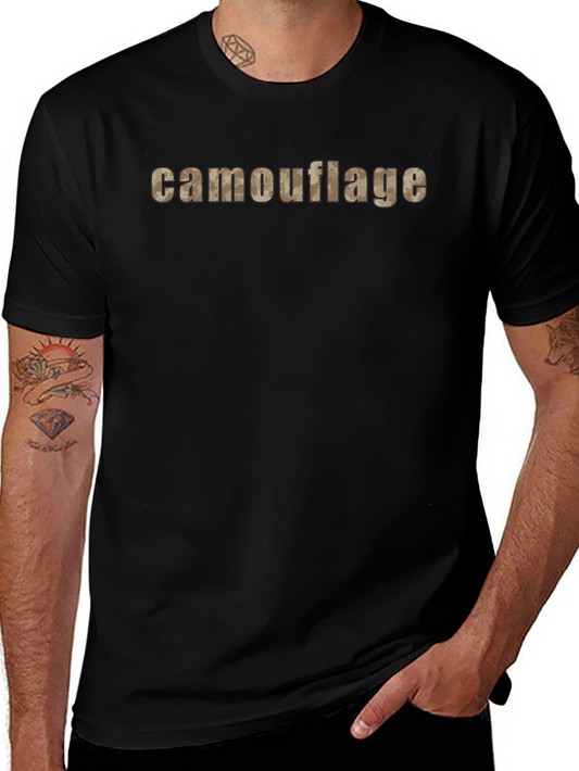 Camouflage Print Mens Black T-Shirt