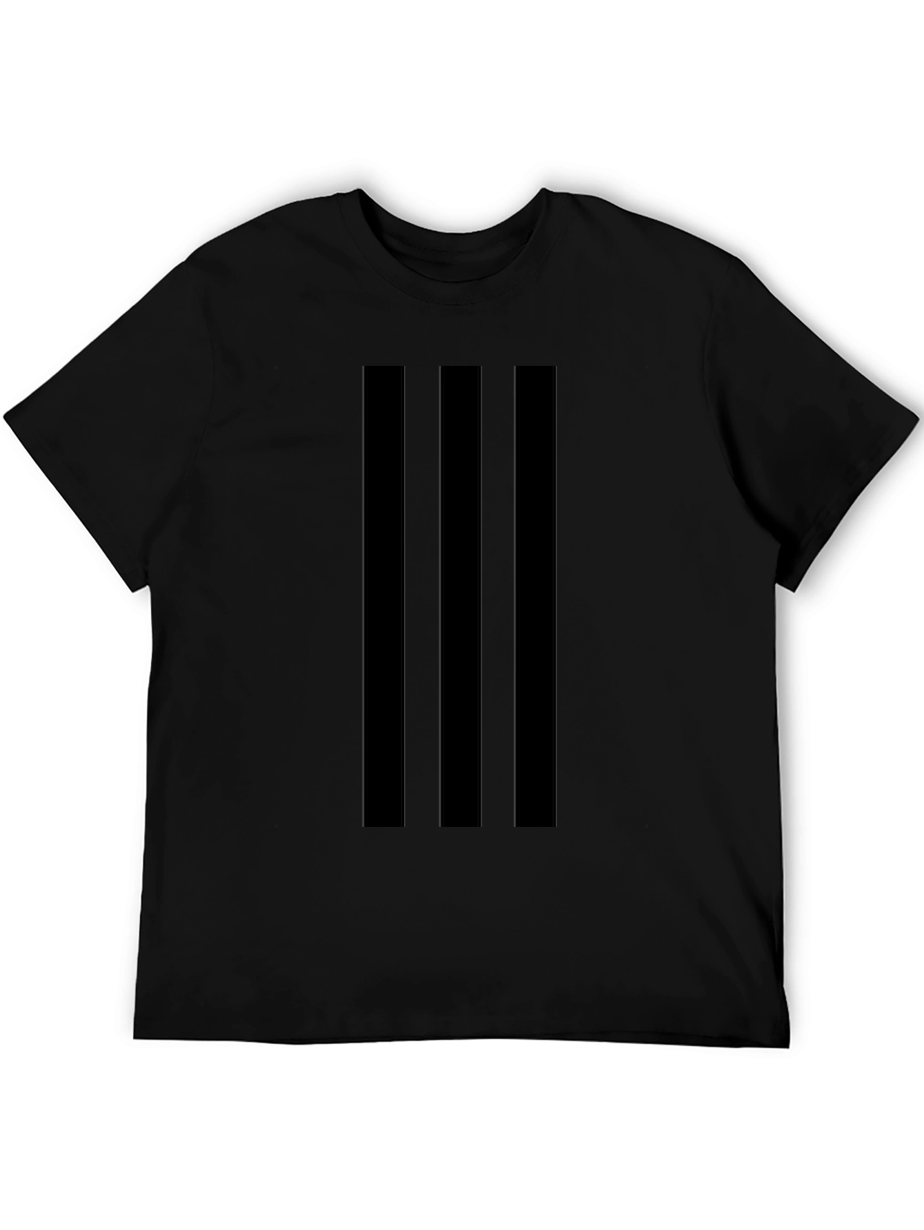 Black Tee with Triple Stripe Design