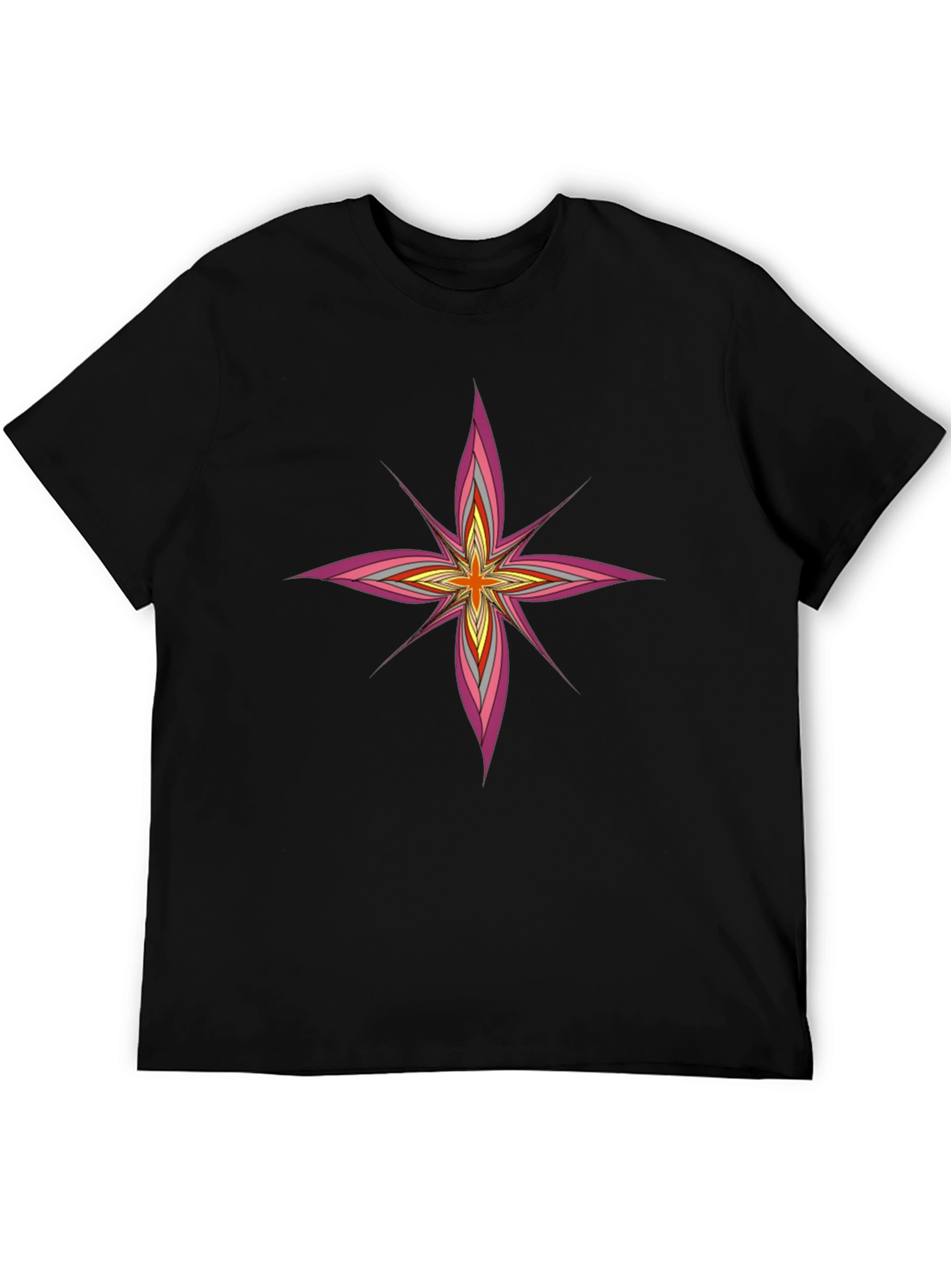 Modern Starburst Graphic Tee - Black Cotton Blend Shirt