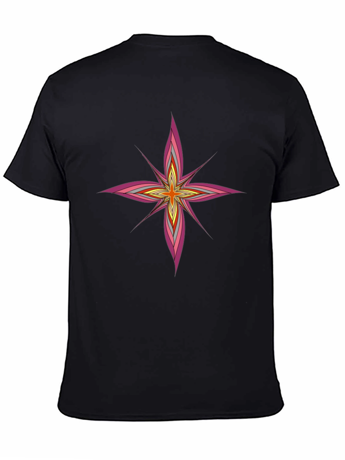 Modern Starburst Graphic Tee - Black Cotton Blend Shirt