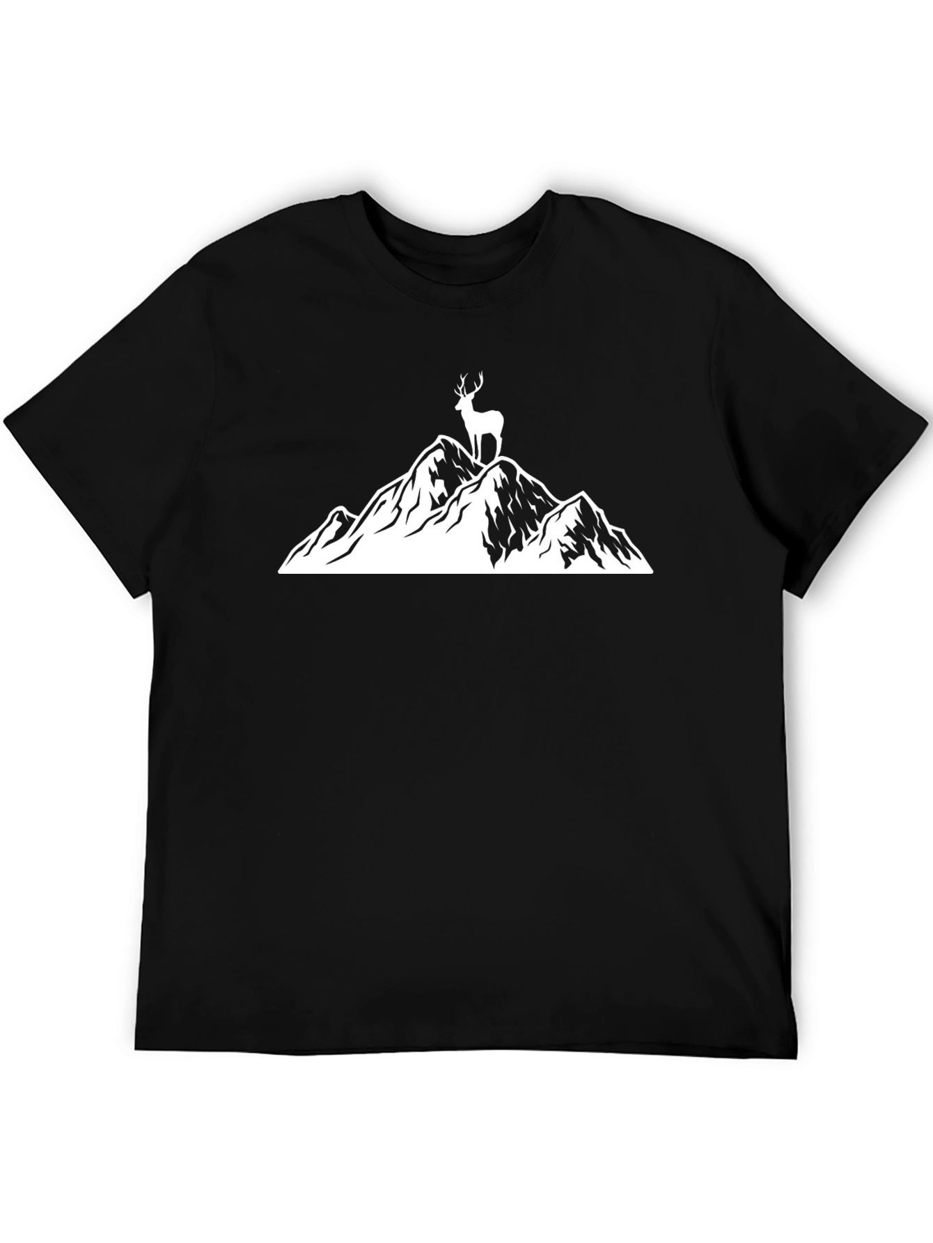Deer Mountain Graphic Tee - Nature Inspired Black T-Shirt