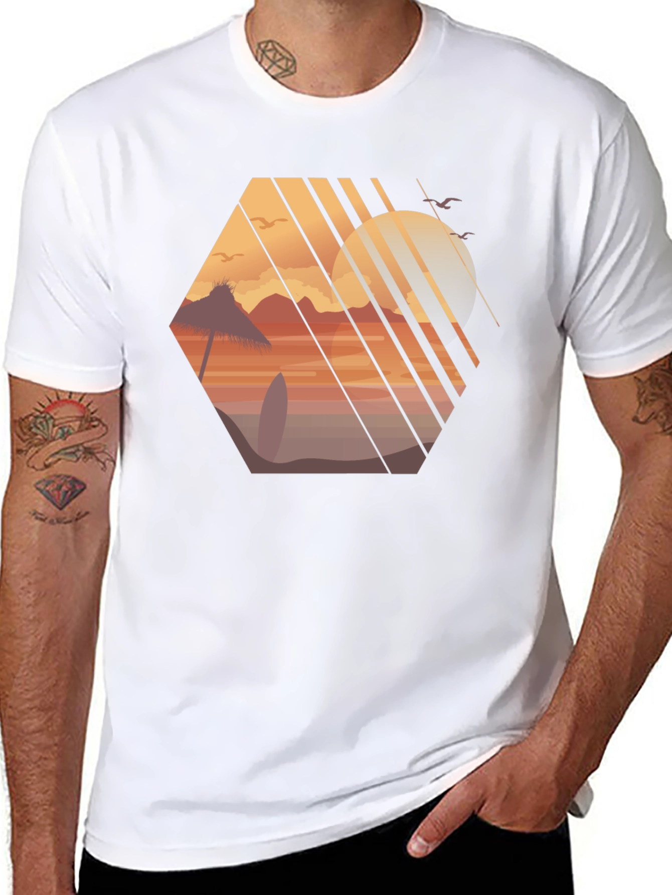 Sunset Beach Graphic Tee - Black
