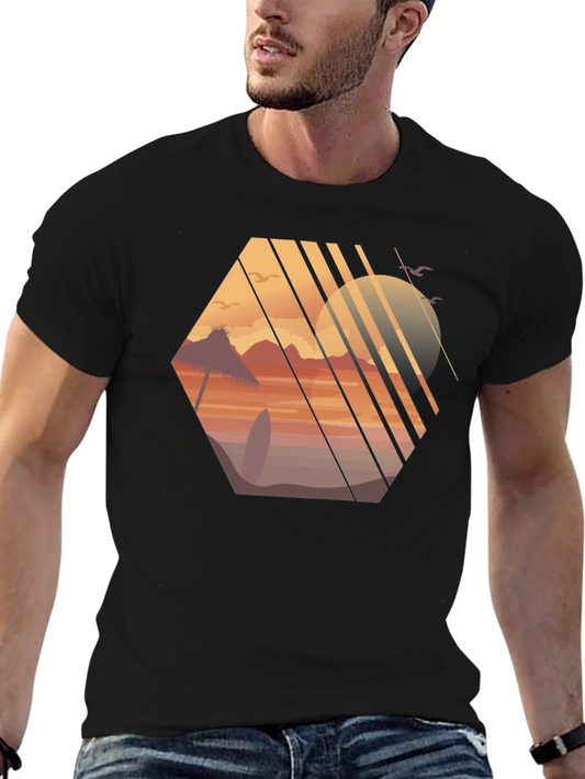 Sunset Beach Graphic Tee - Black