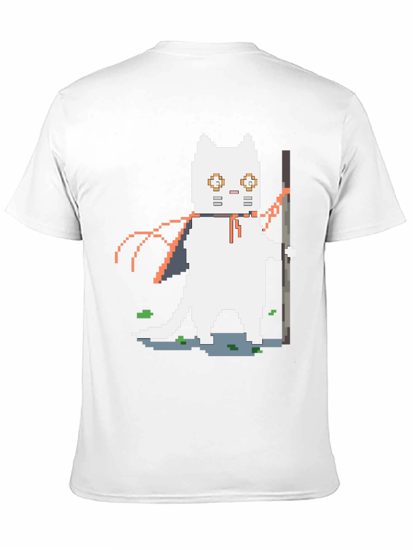 Pixel Art Cat Warrior Graphic T-Shirt