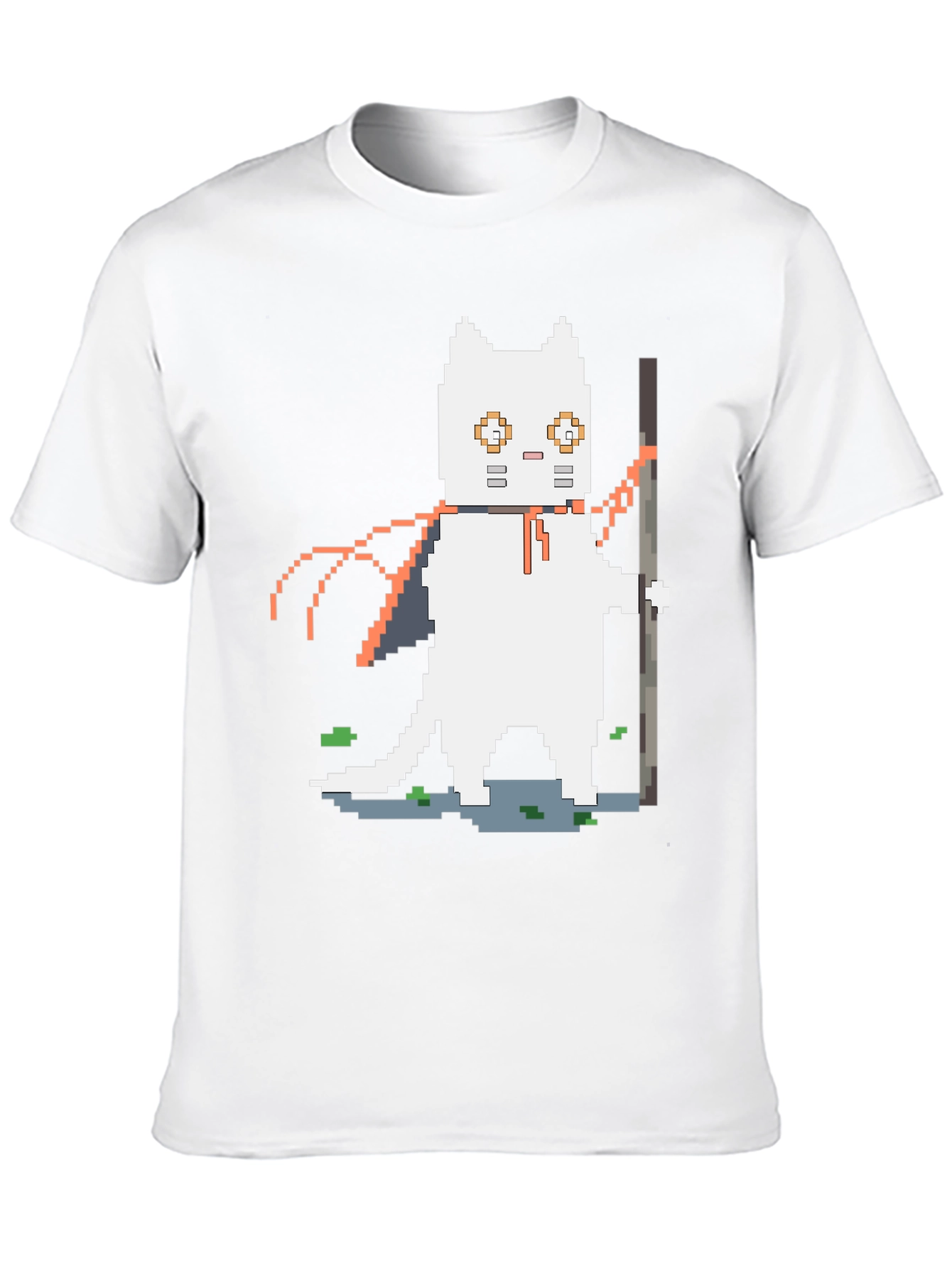 Pixel Art Cat Warrior Graphic T-Shirt