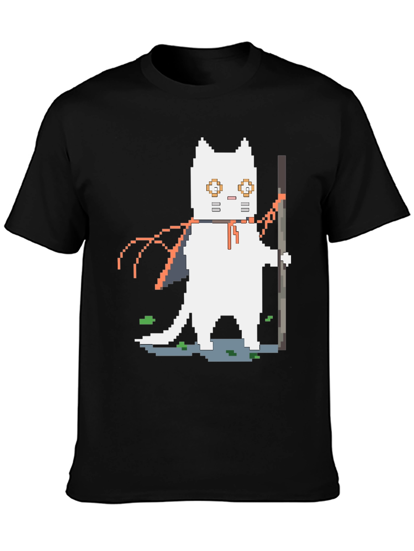 Pixel Art Cat Warrior Graphic T-Shirt