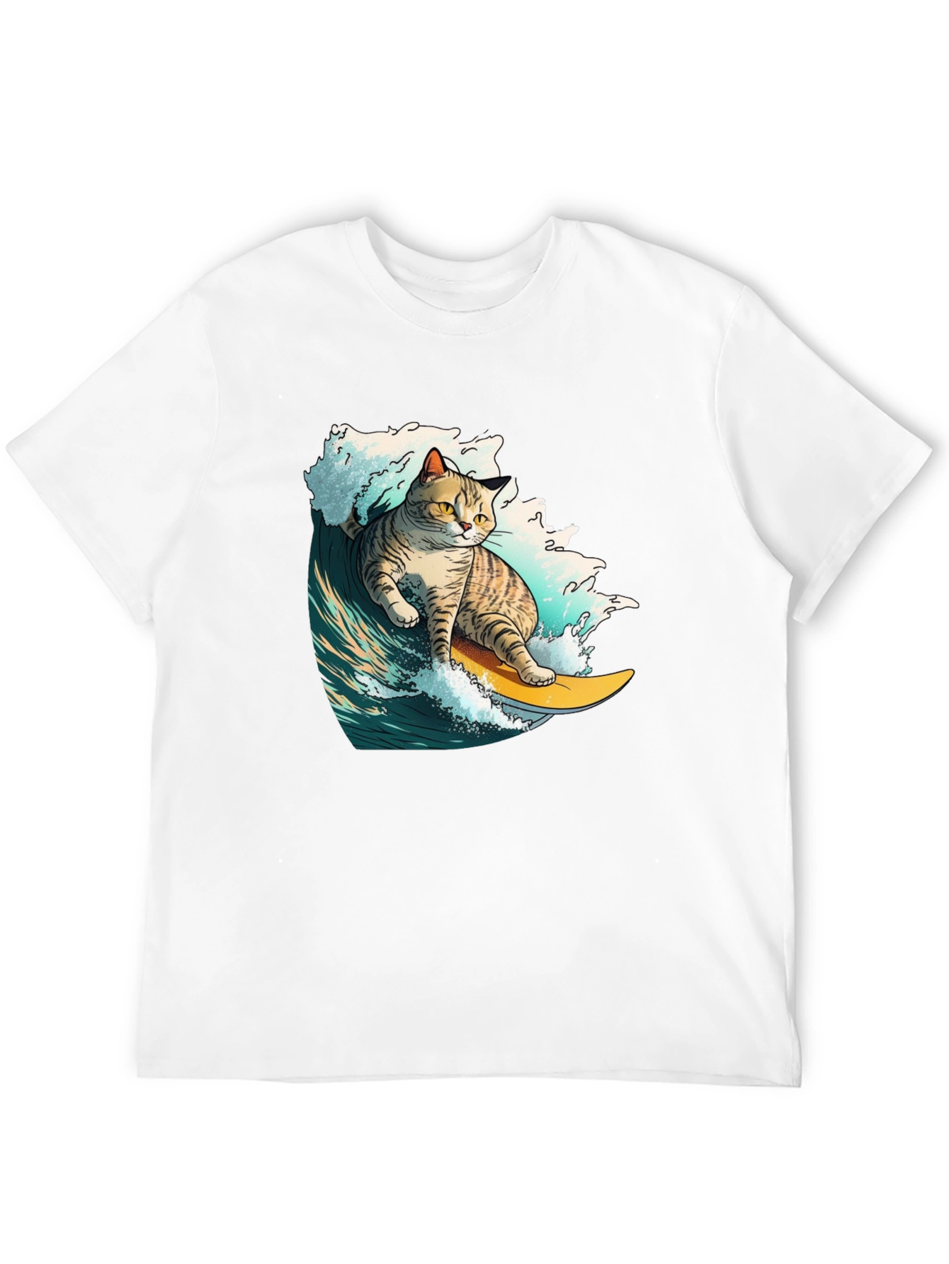 Surfing Cat Graphic T-Shirt - Cool Animal Tee