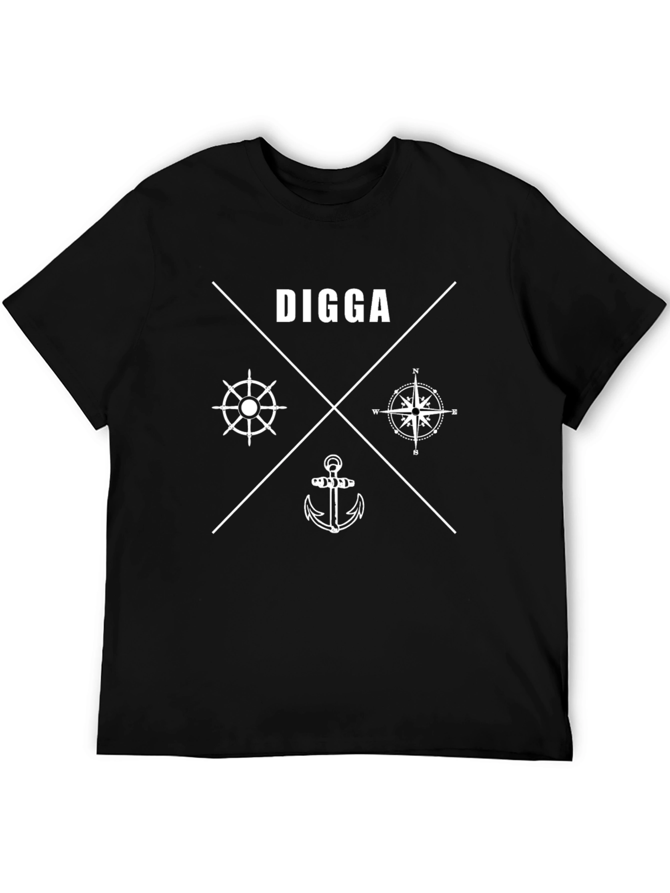 Nautical Graphic Tee - Digger Slogan Black T-Shirt