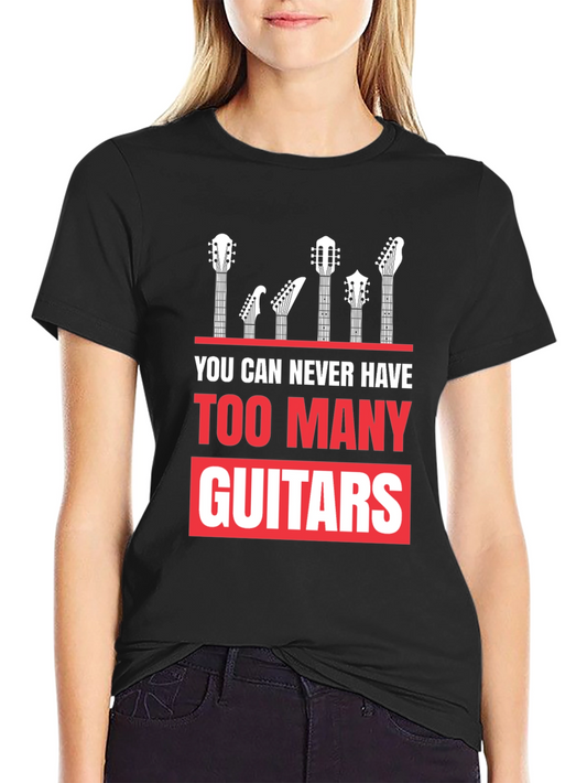 Too Many Guitars Graphic Tee - Musicians Black T-Shirt