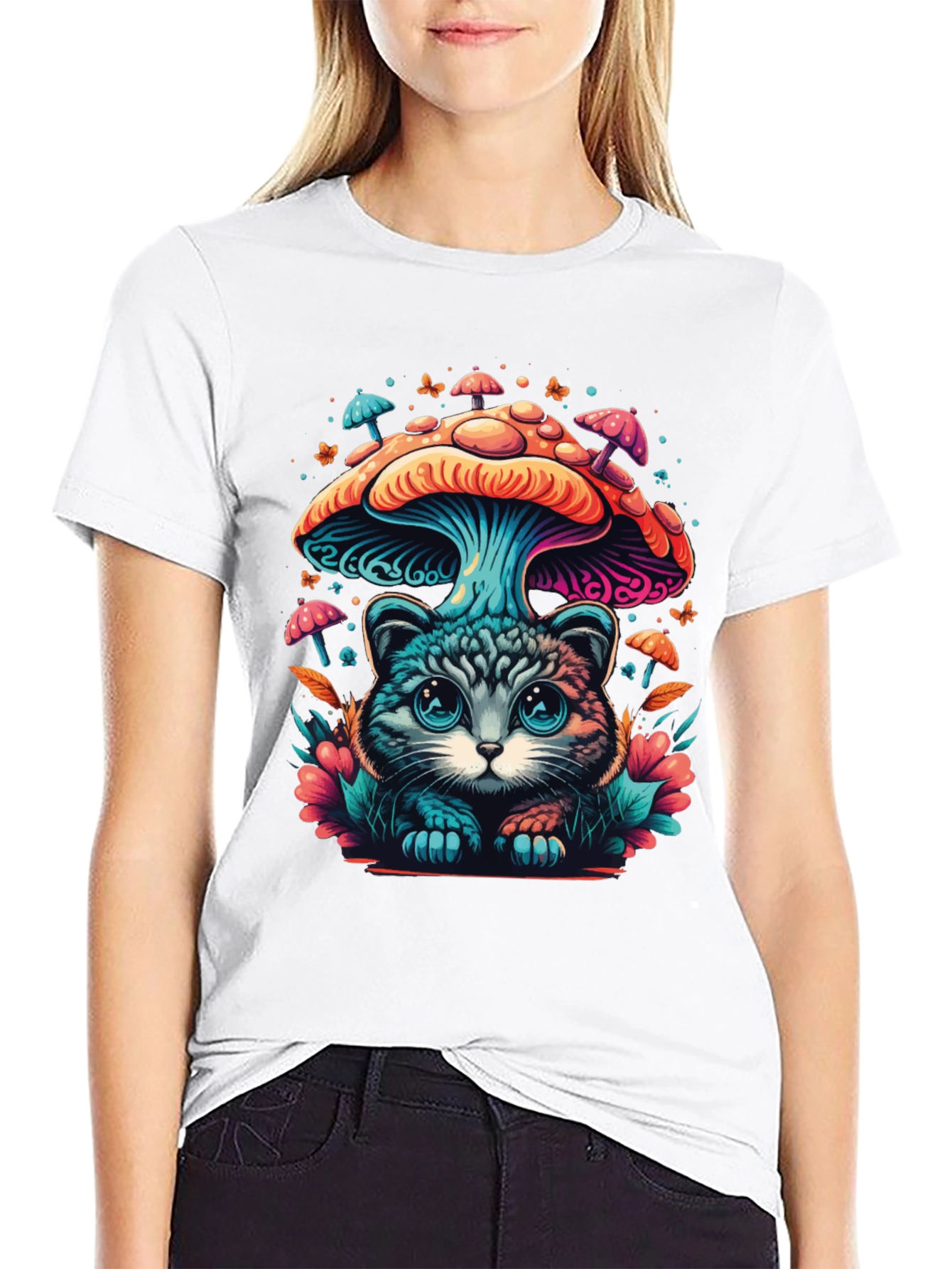 Mushroom Cat T-Shirt - Unique Graphic Tee