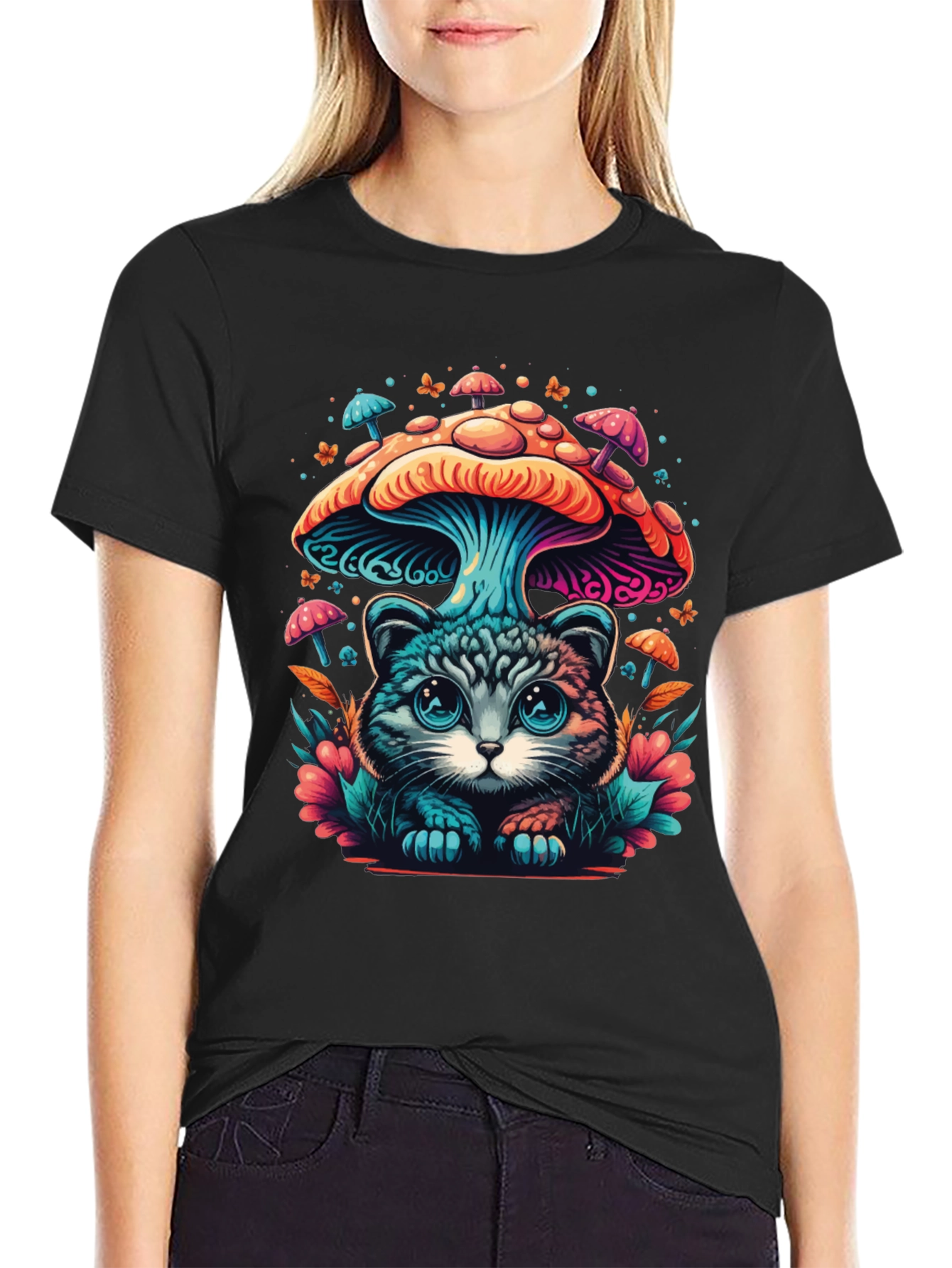 Mushroom Cat T-Shirt - Unique Graphic Tee