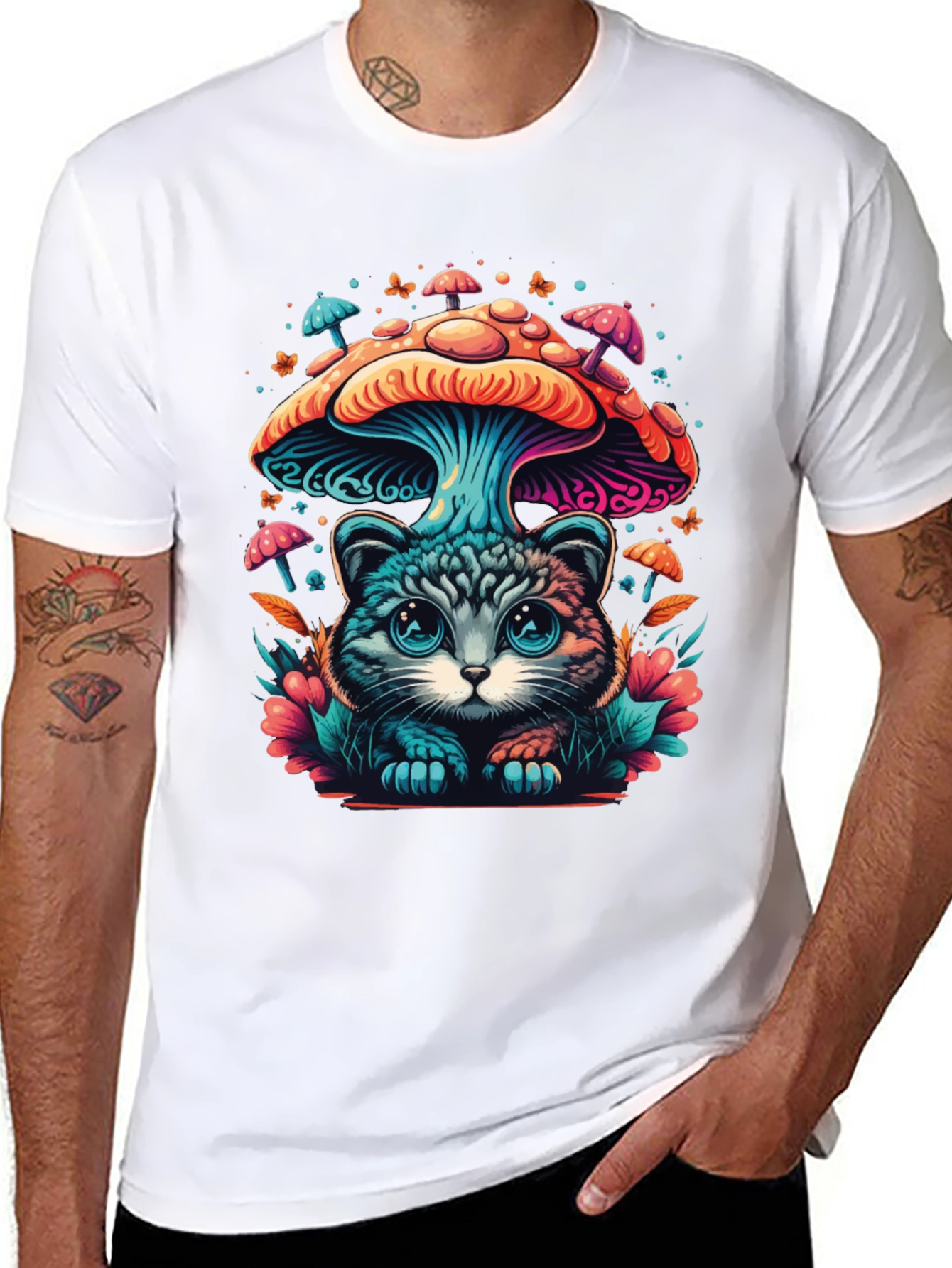 Mushroom Cat T-Shirt - Unique Graphic Tee