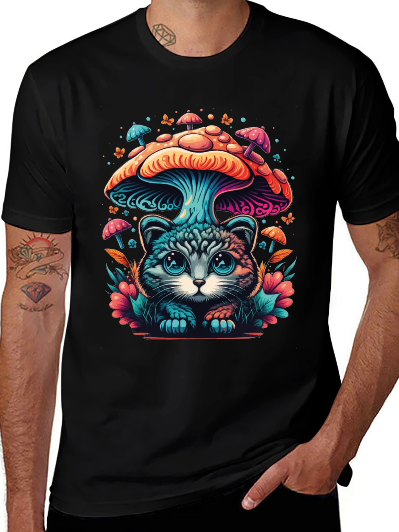Mushroom Cat T-Shirt - Unique Graphic Tee