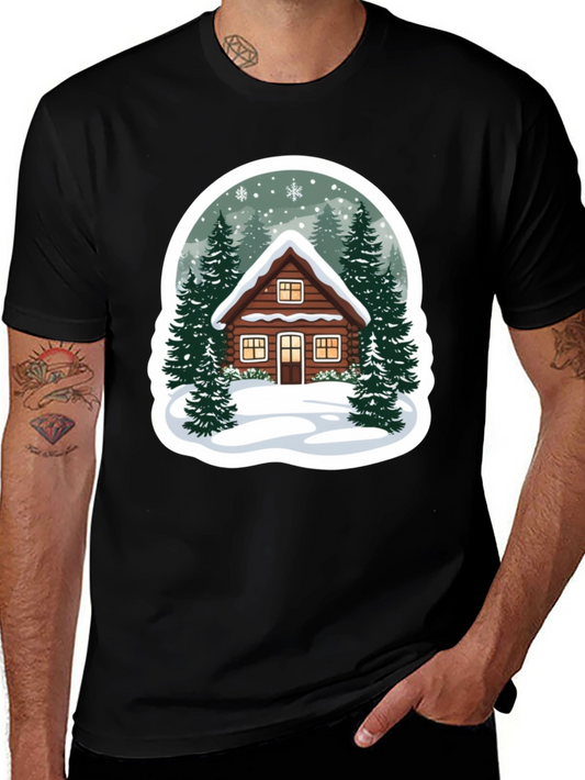 Winter Cabin Graphic Tee - Cozy Holiday Style