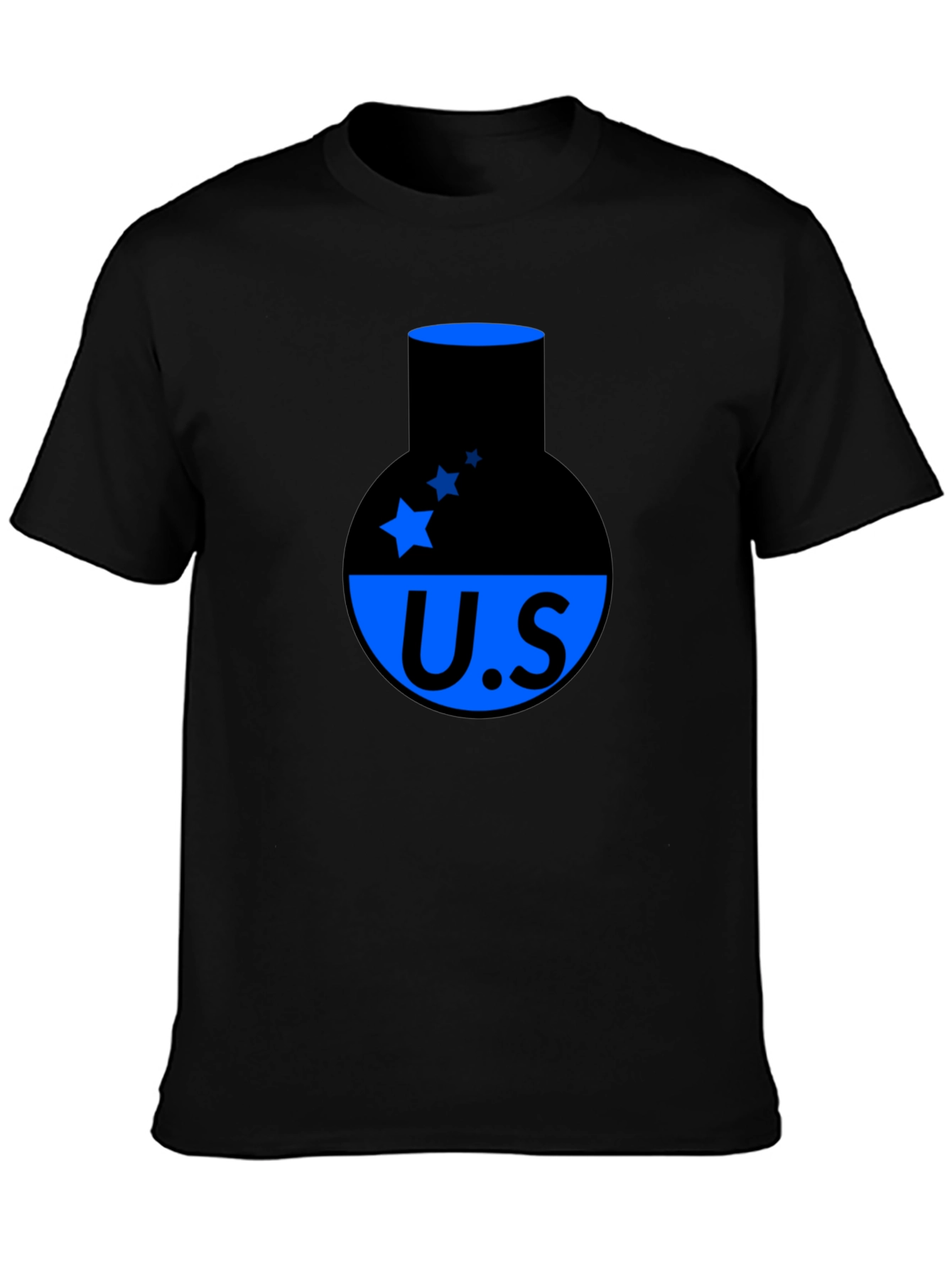 Cool Black T-Shirt with Blue US Design