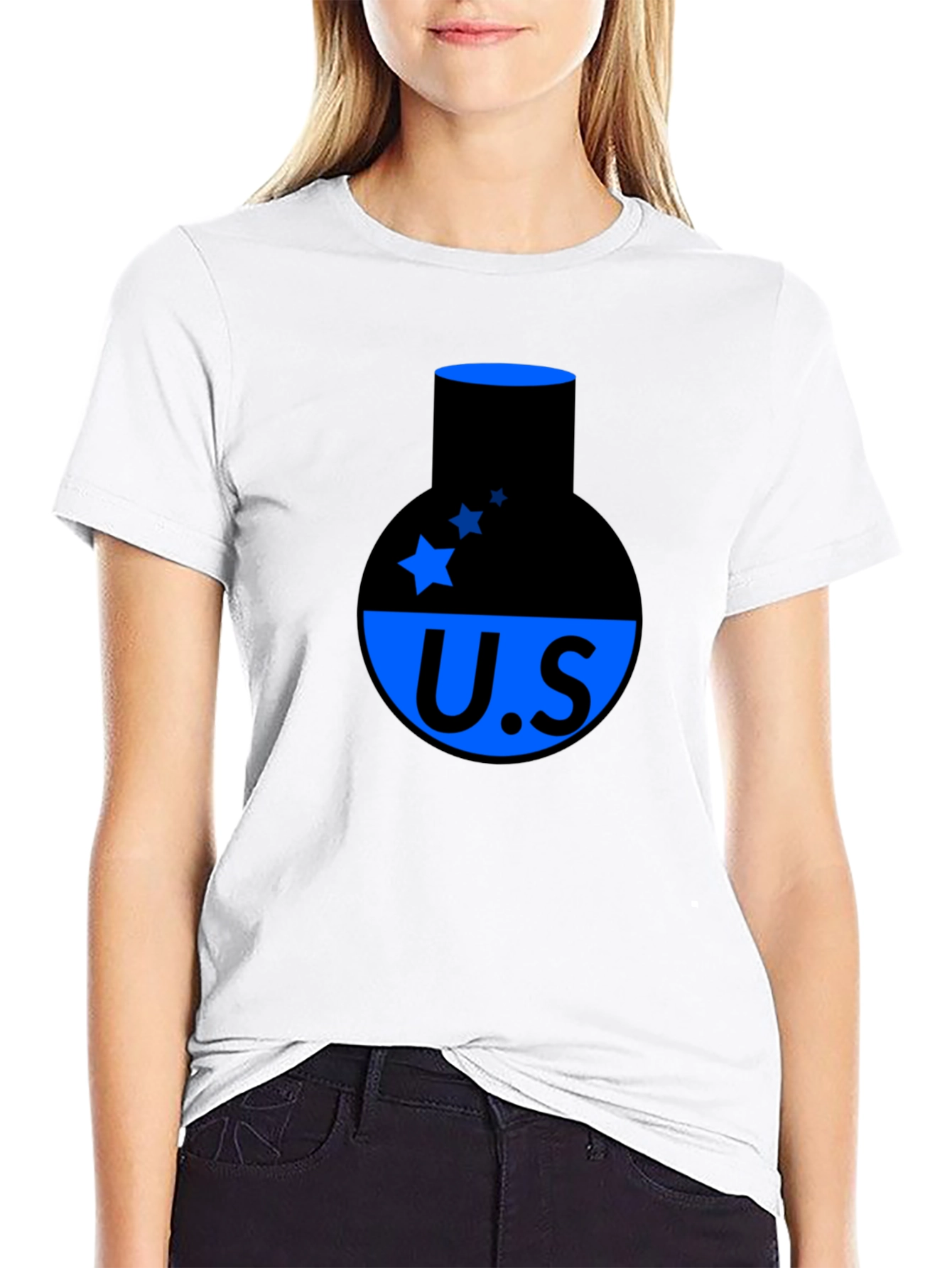 Cool Black T-Shirt with Blue US Design