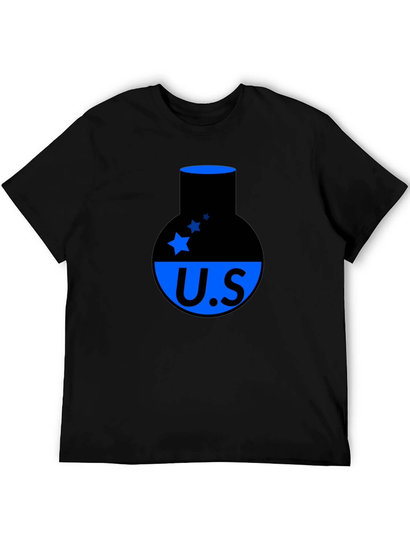 Cool Black T-Shirt with Blue US Design