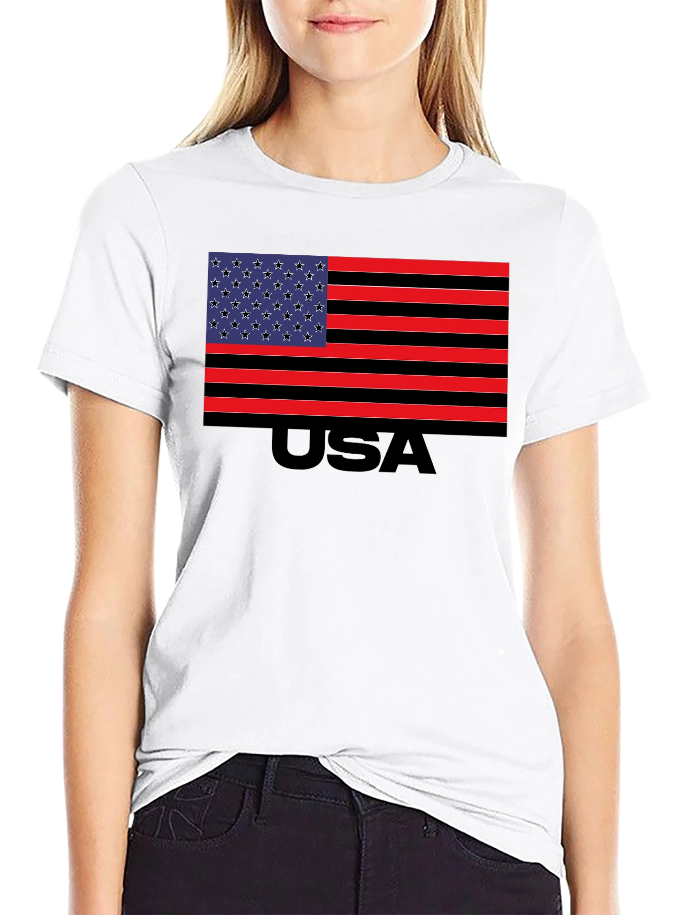 USA Flag Graphic T-Shirt - Patriotic Crew Neck Tee