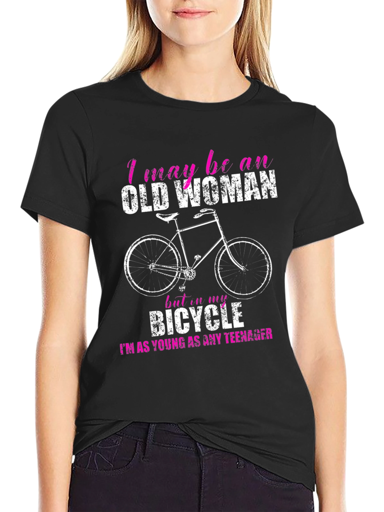Funny Old Woman Bicycle T-Shirt