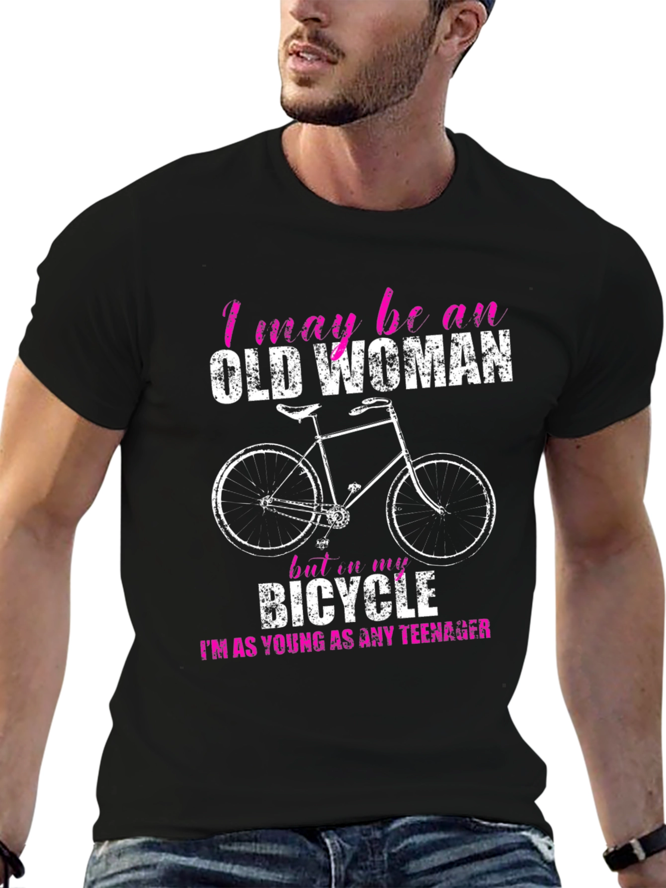Funny Old Woman Bicycle T-Shirt