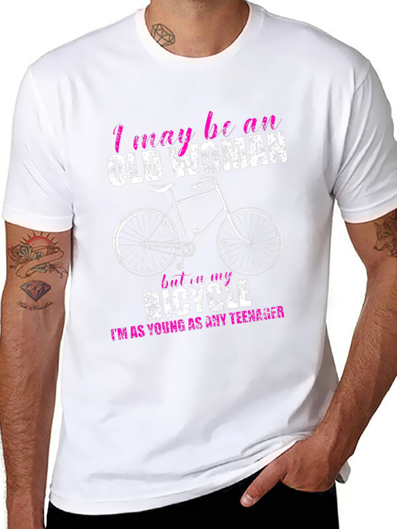 Funny Old Woman Bicycle T-Shirt