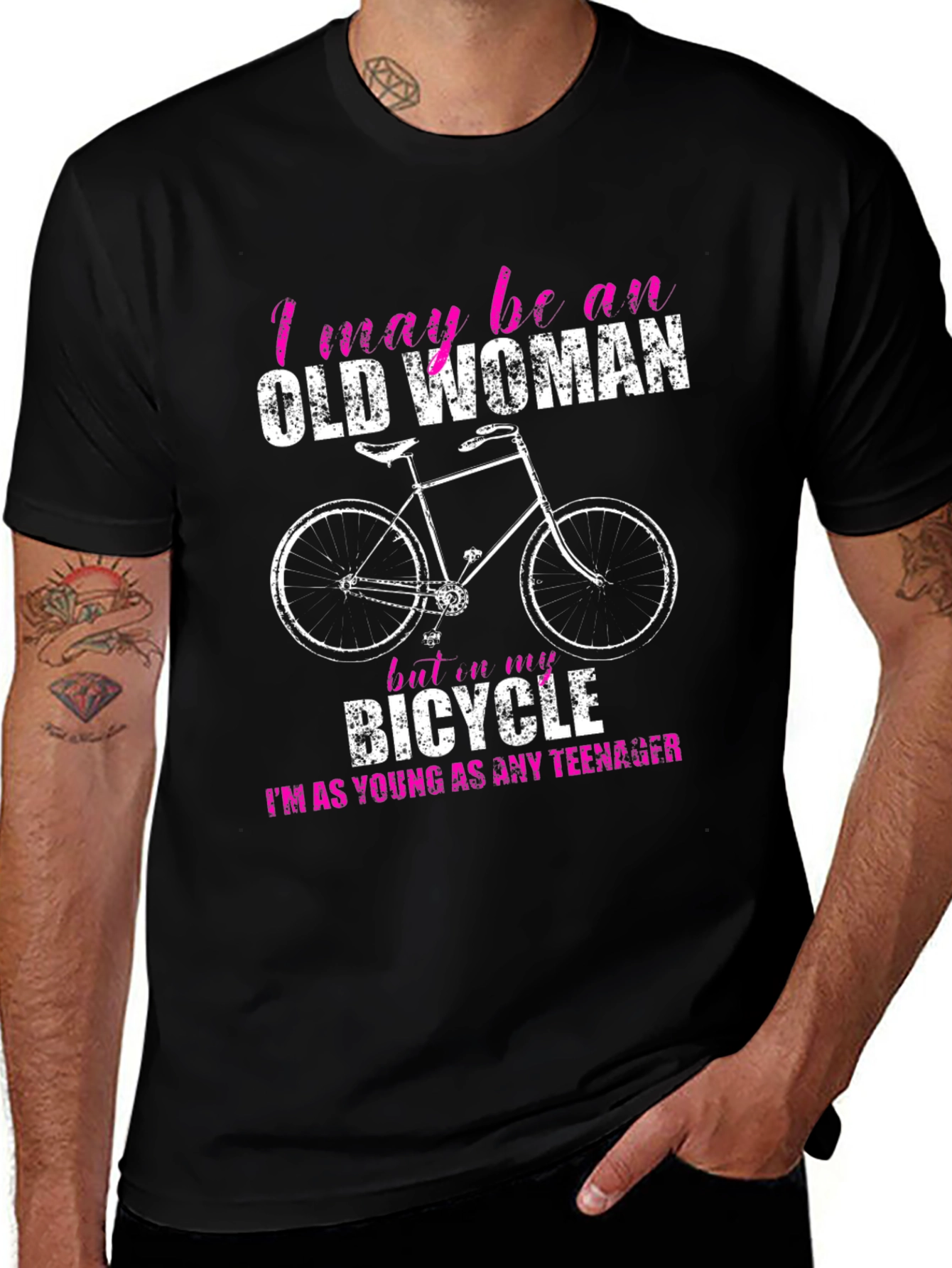 Funny Old Woman Bicycle T-Shirt