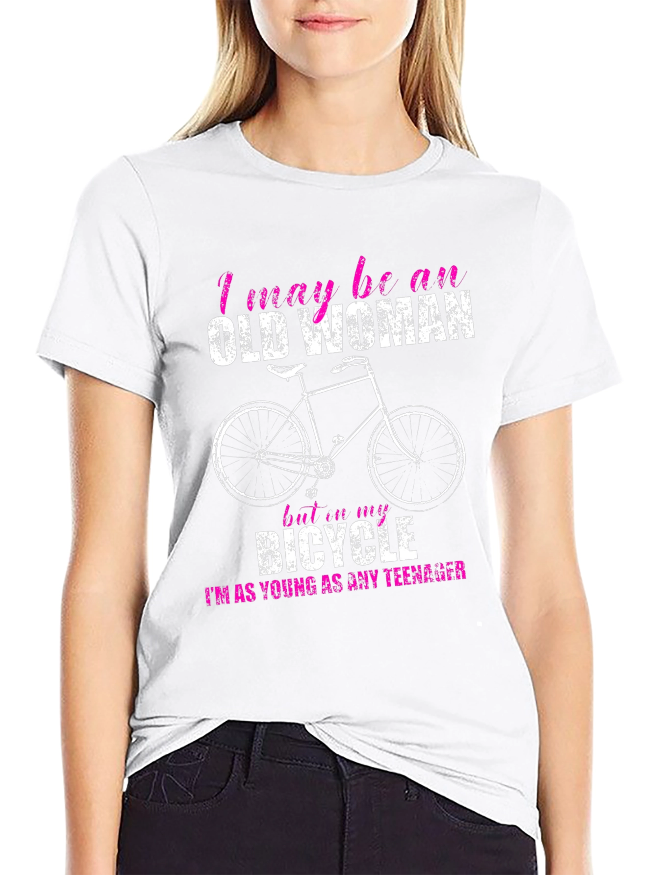 Funny Old Woman Bicycle T-Shirt