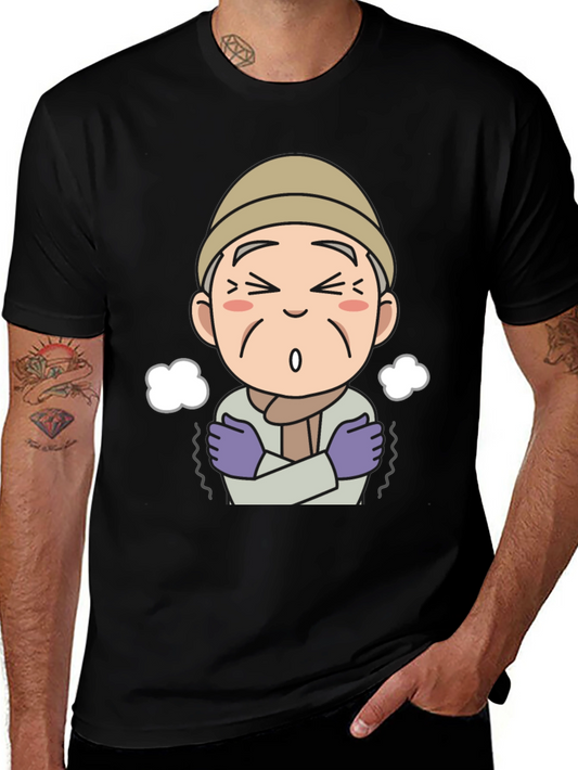 Cartoon Old Man Cold Weather Graphic Tee