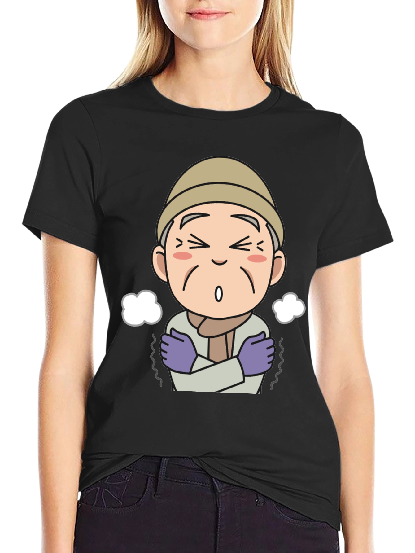 Cartoon Old Man Cold Weather Graphic Tee