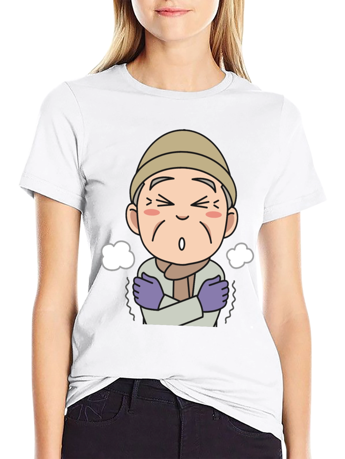 Cartoon Old Man Cold Weather Graphic Tee