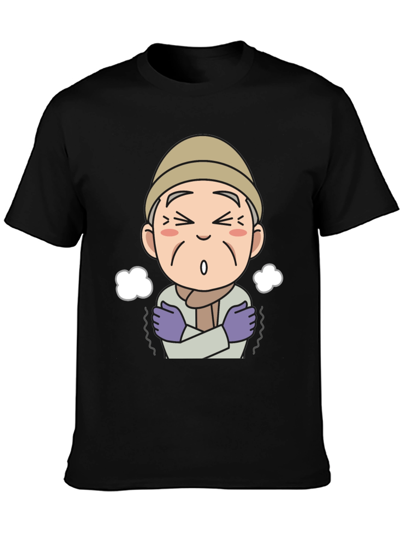 Cartoon Old Man Cold Weather Graphic Tee