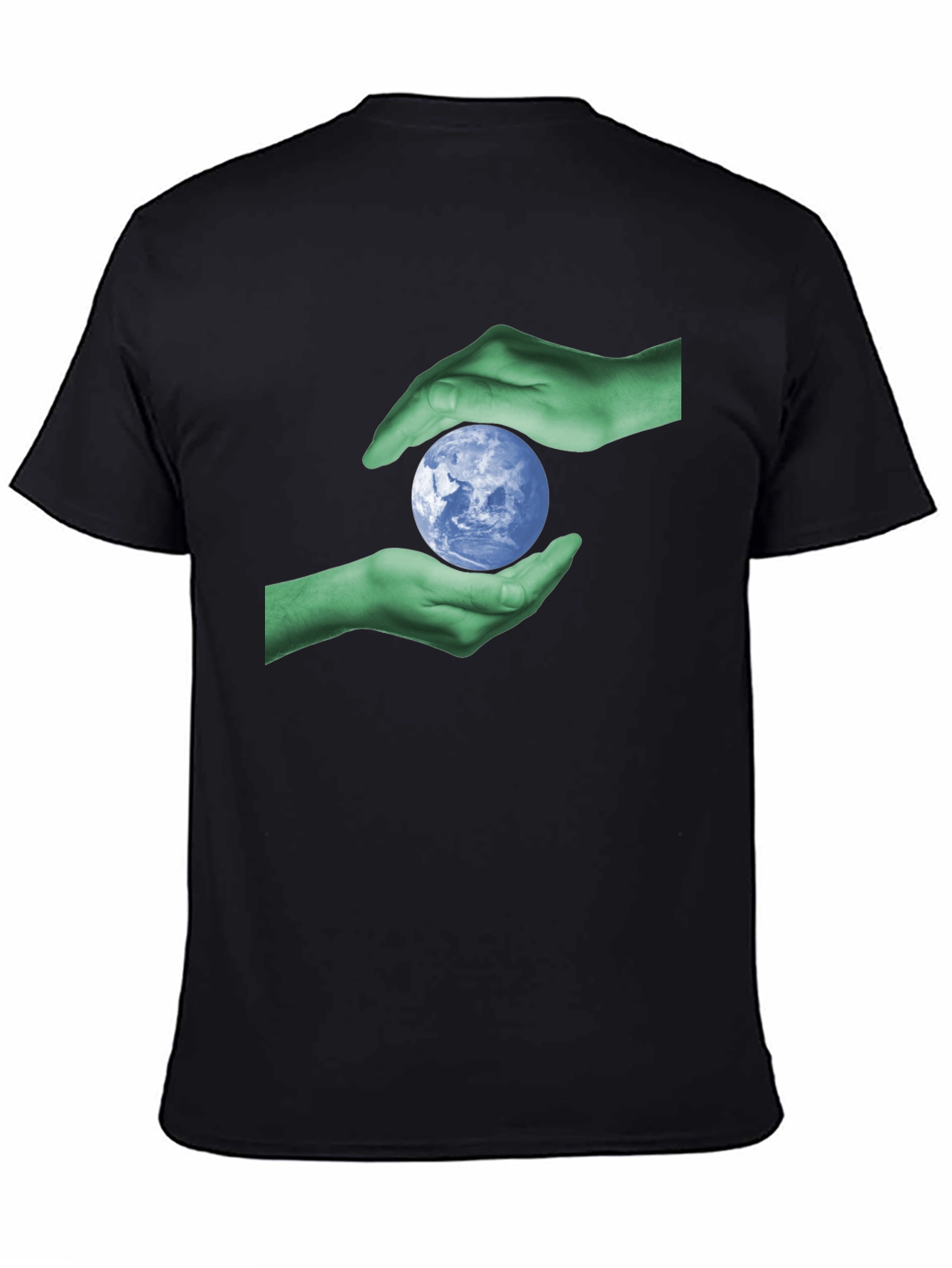 Earth Hands Graphic Tee - Black Cotton T-Shirt