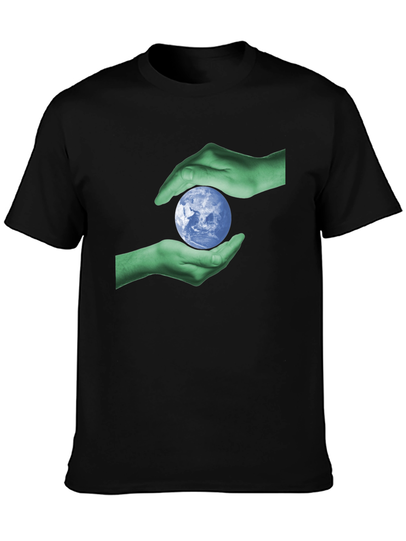 Earth Hands Graphic Tee - Black Cotton T-Shirt