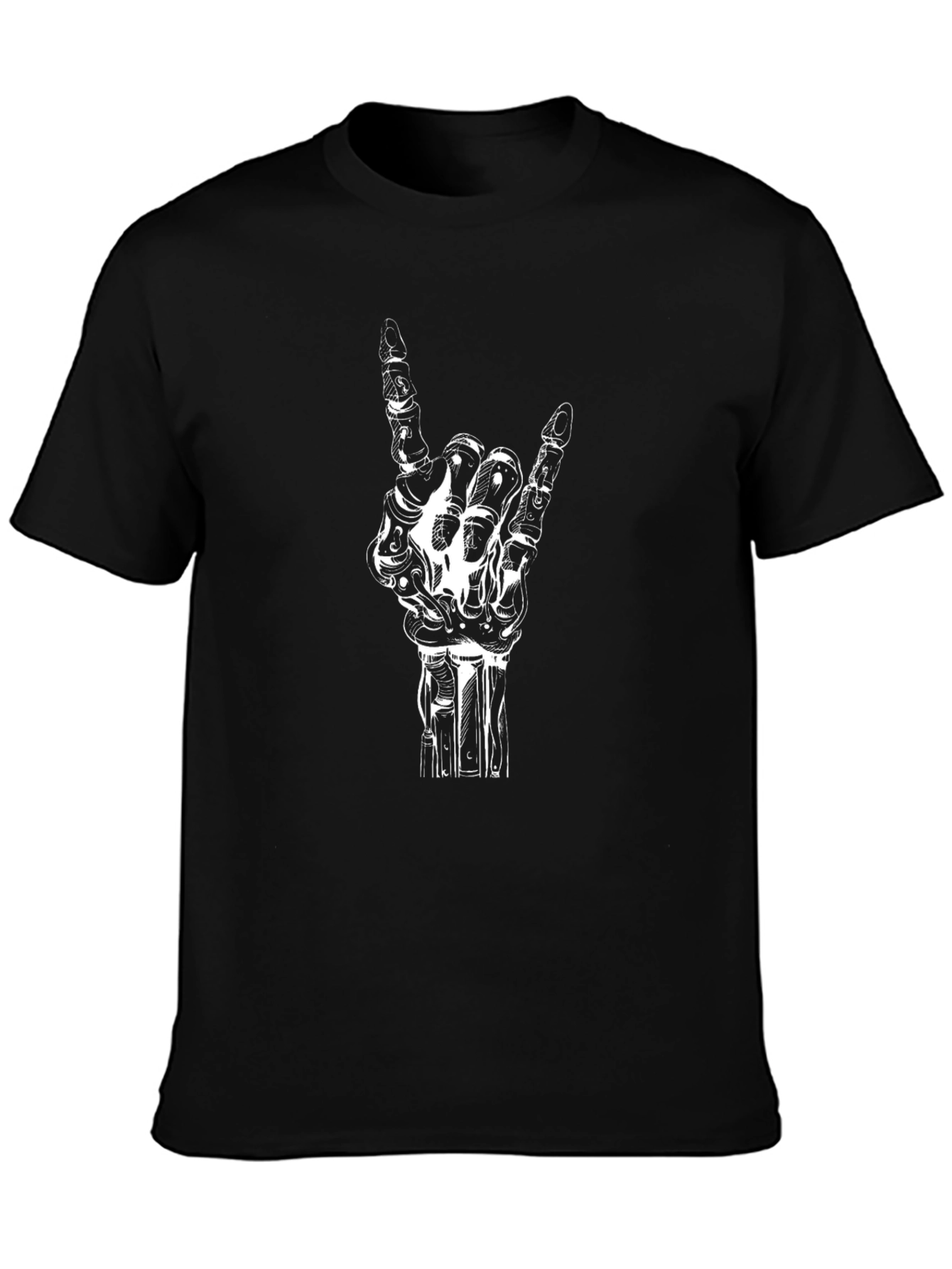 Rock On Skeleton Hand Black T-Shirt