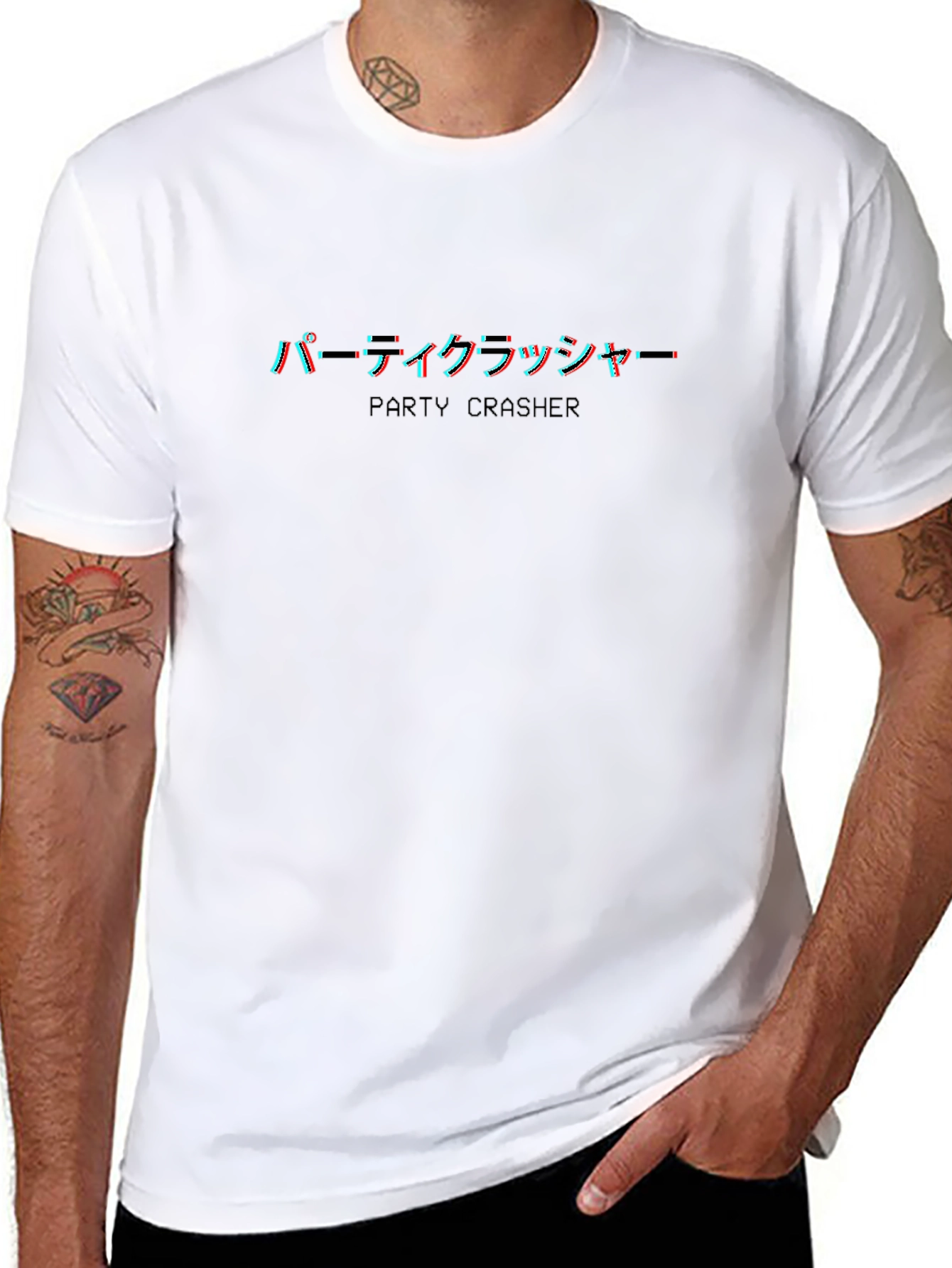 Party Crasher Graphic Tee - Black Cotton Blend T-Shirt