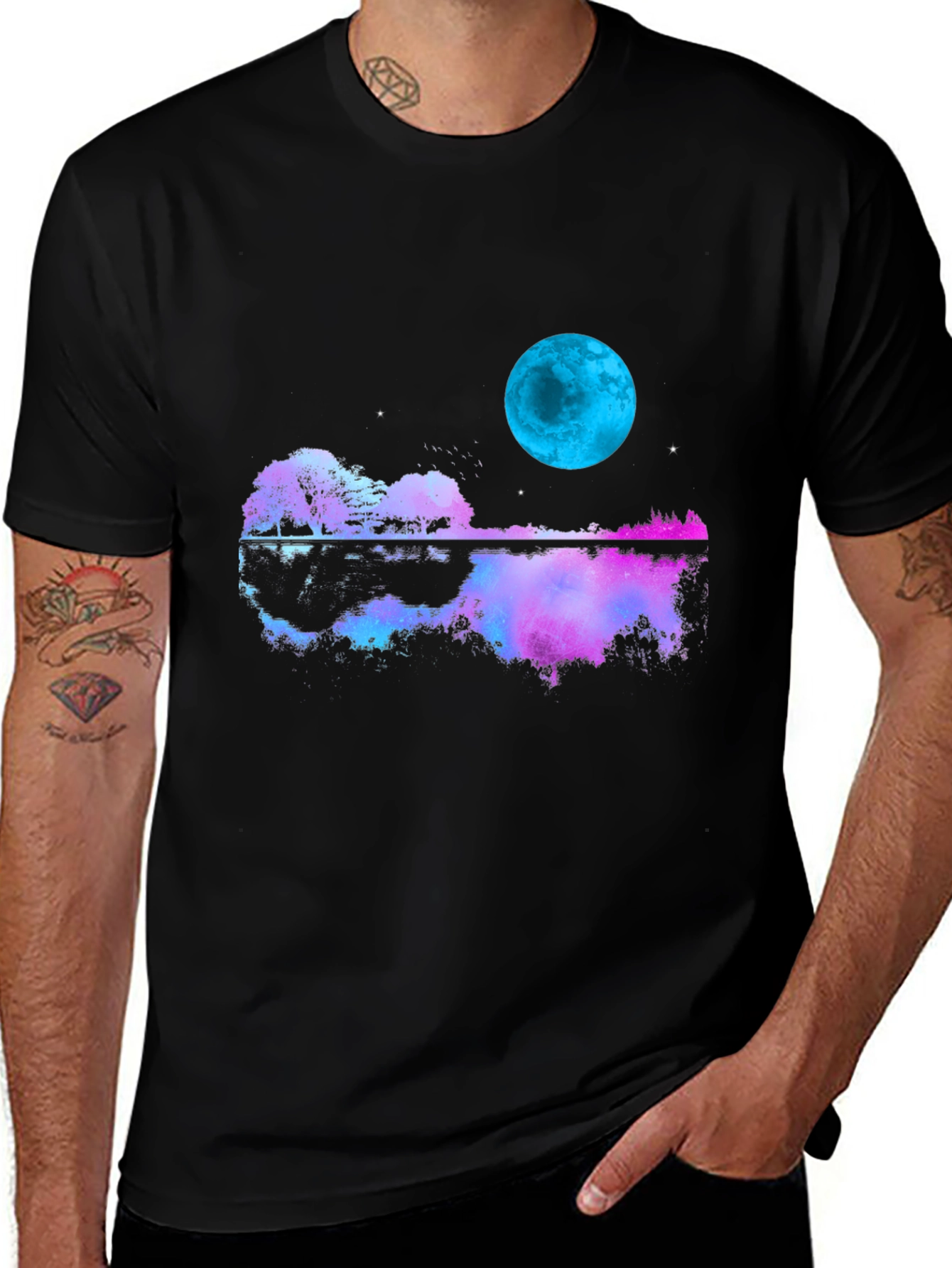 Guitar Moon T-Shirt - Reflective Graphic Tee