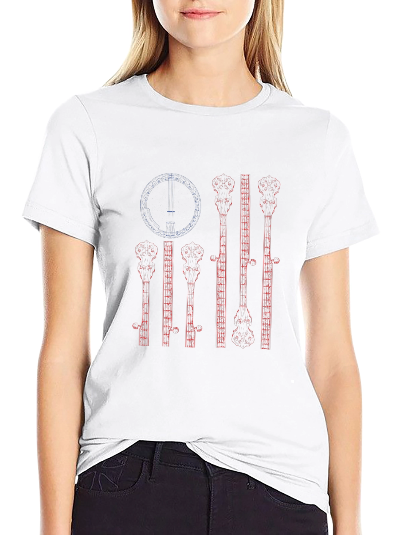 Banjo American Flag Graphic T-Shirt