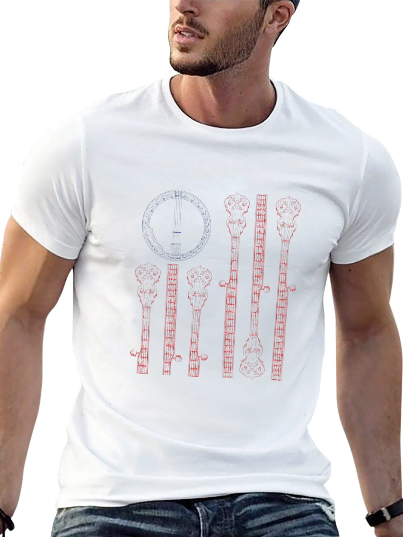 Banjo American Flag Graphic T-Shirt