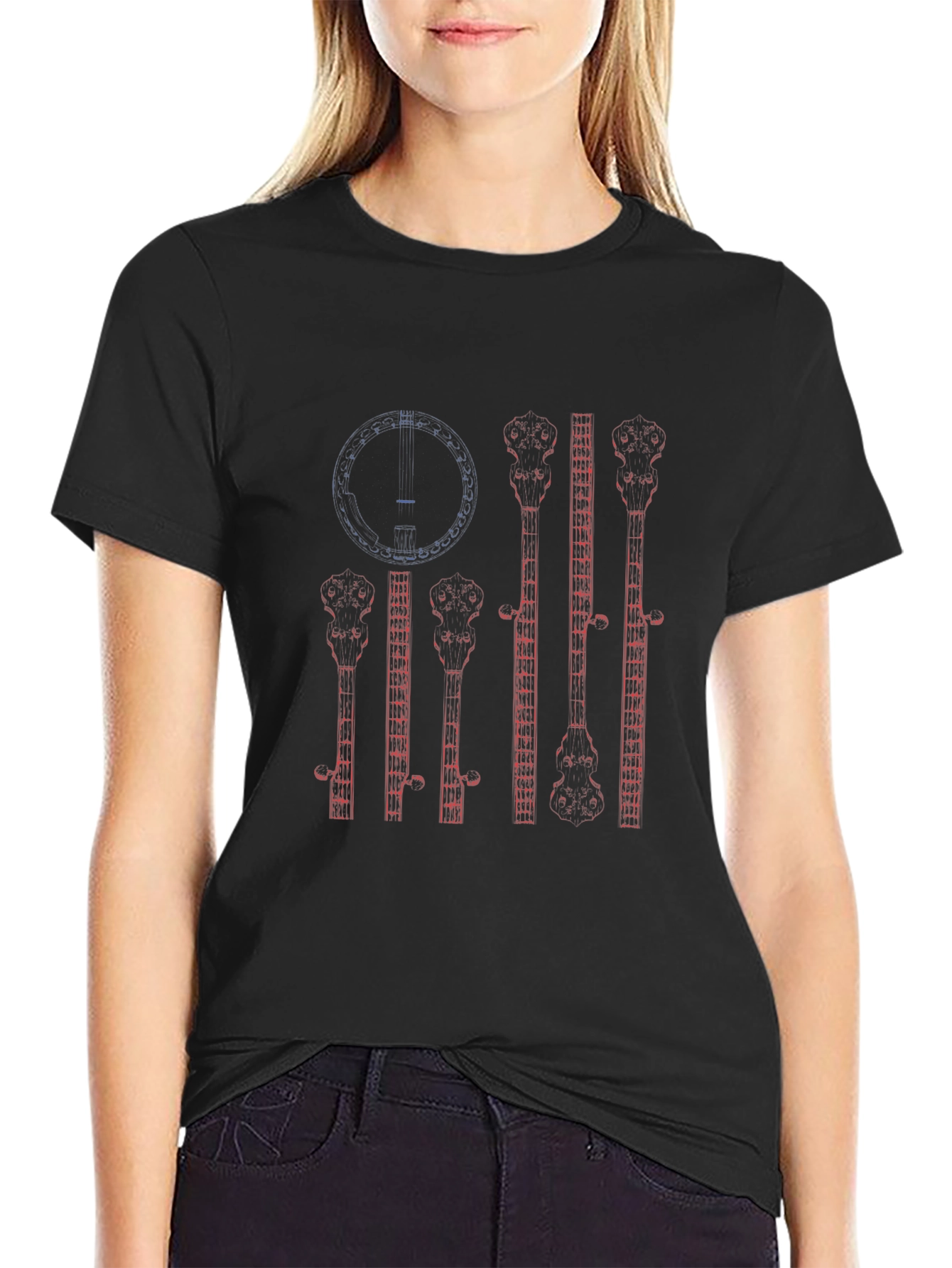 Banjo American Flag Graphic T-Shirt