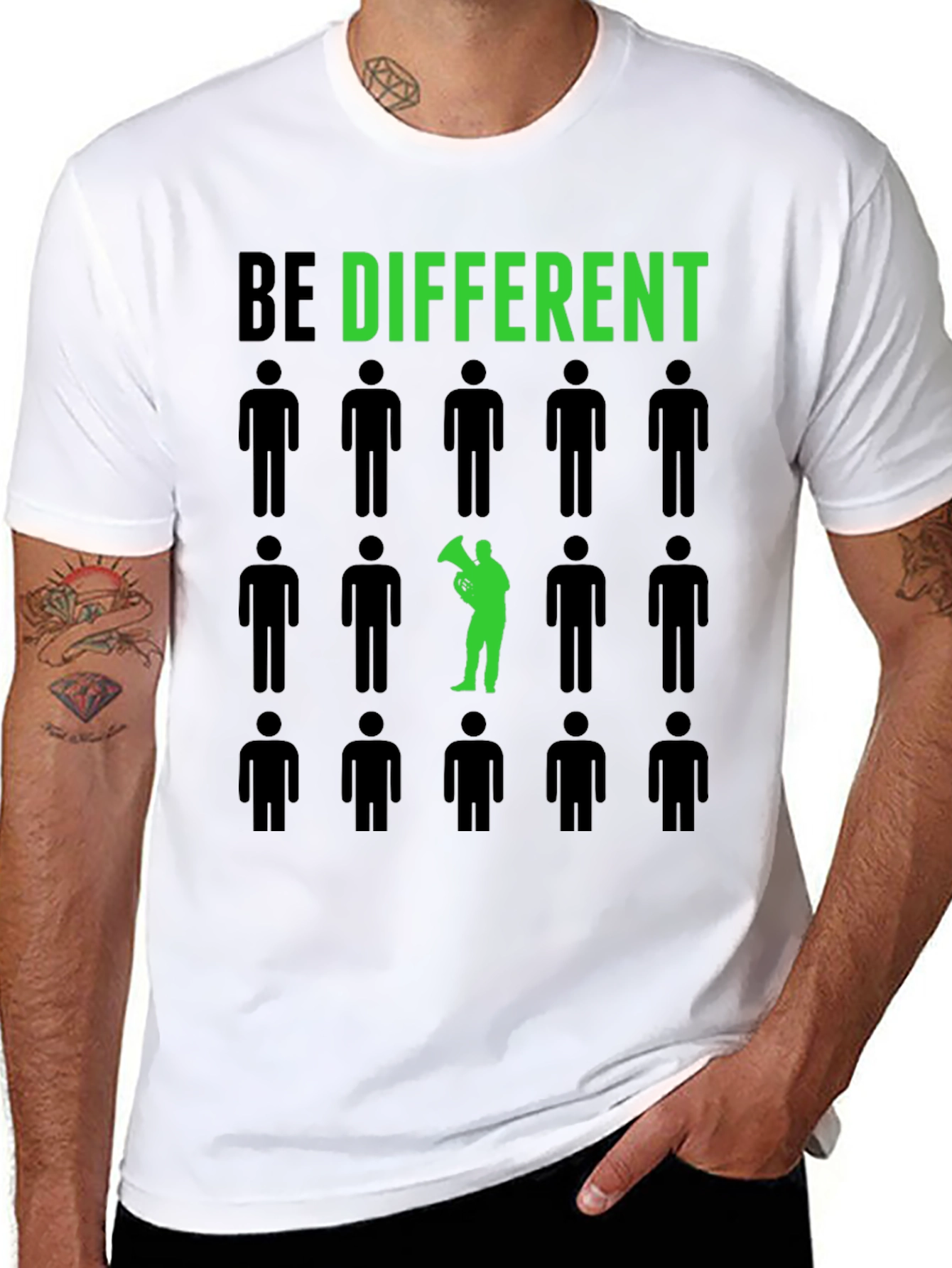 Be Different T-Shirt - Unique Green Design