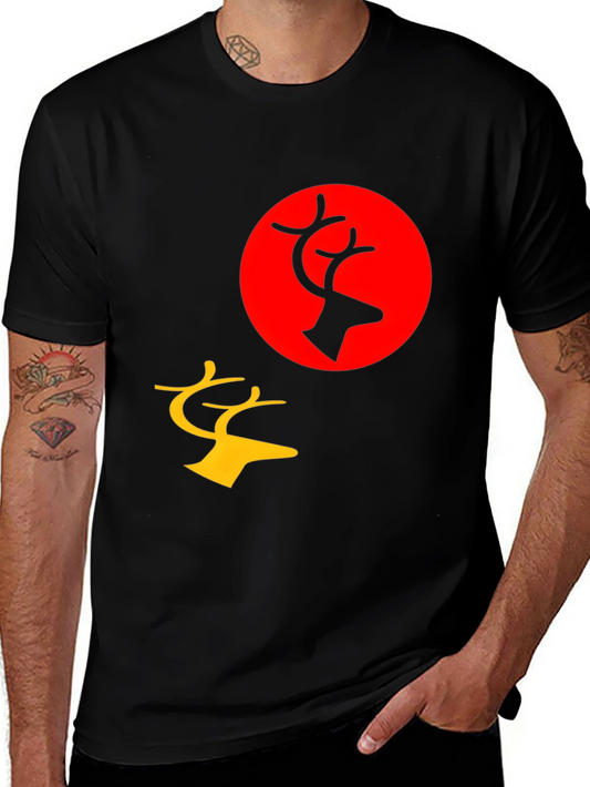 Graphic Tee: Deer Silhouette Print Black