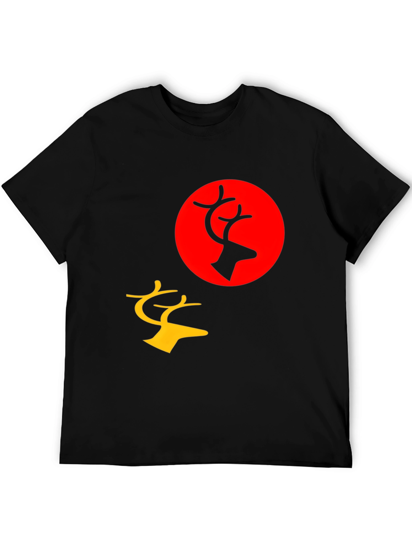 Graphic Tee: Deer Silhouette Print Black